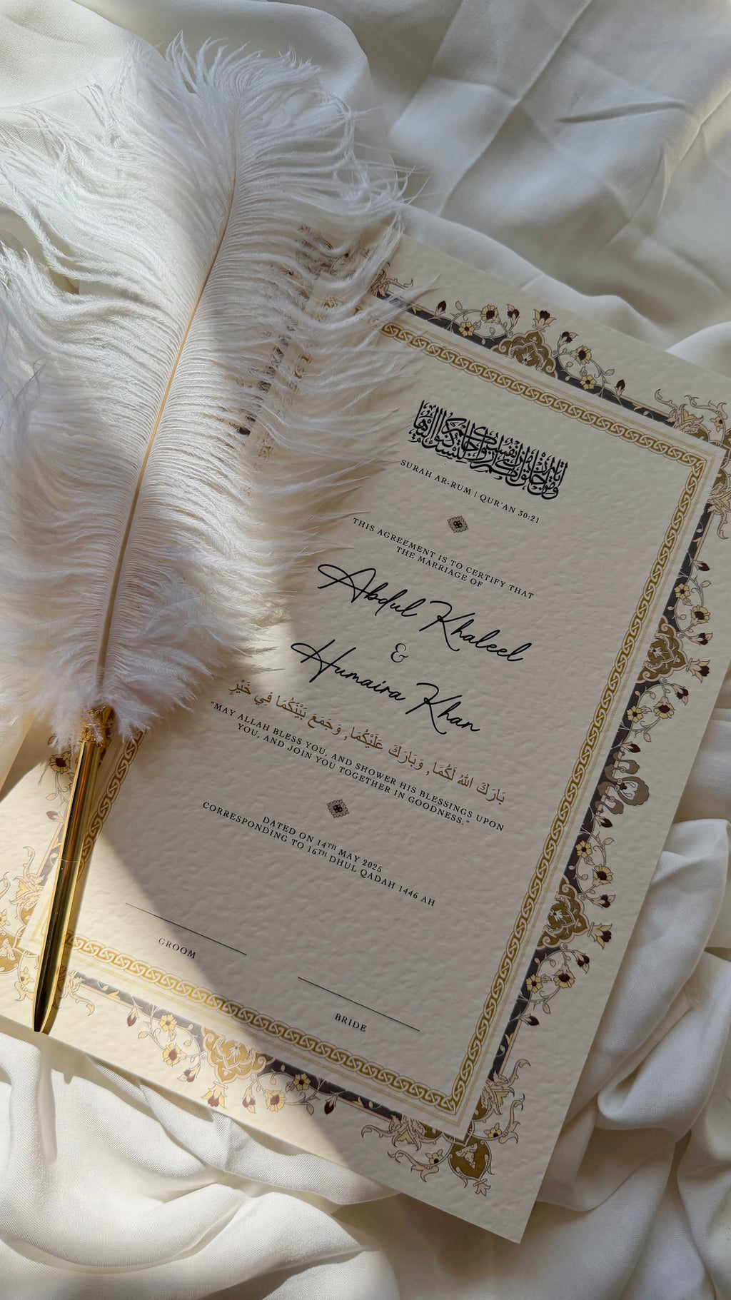 Nikah Certificate - Pure bond + Pen