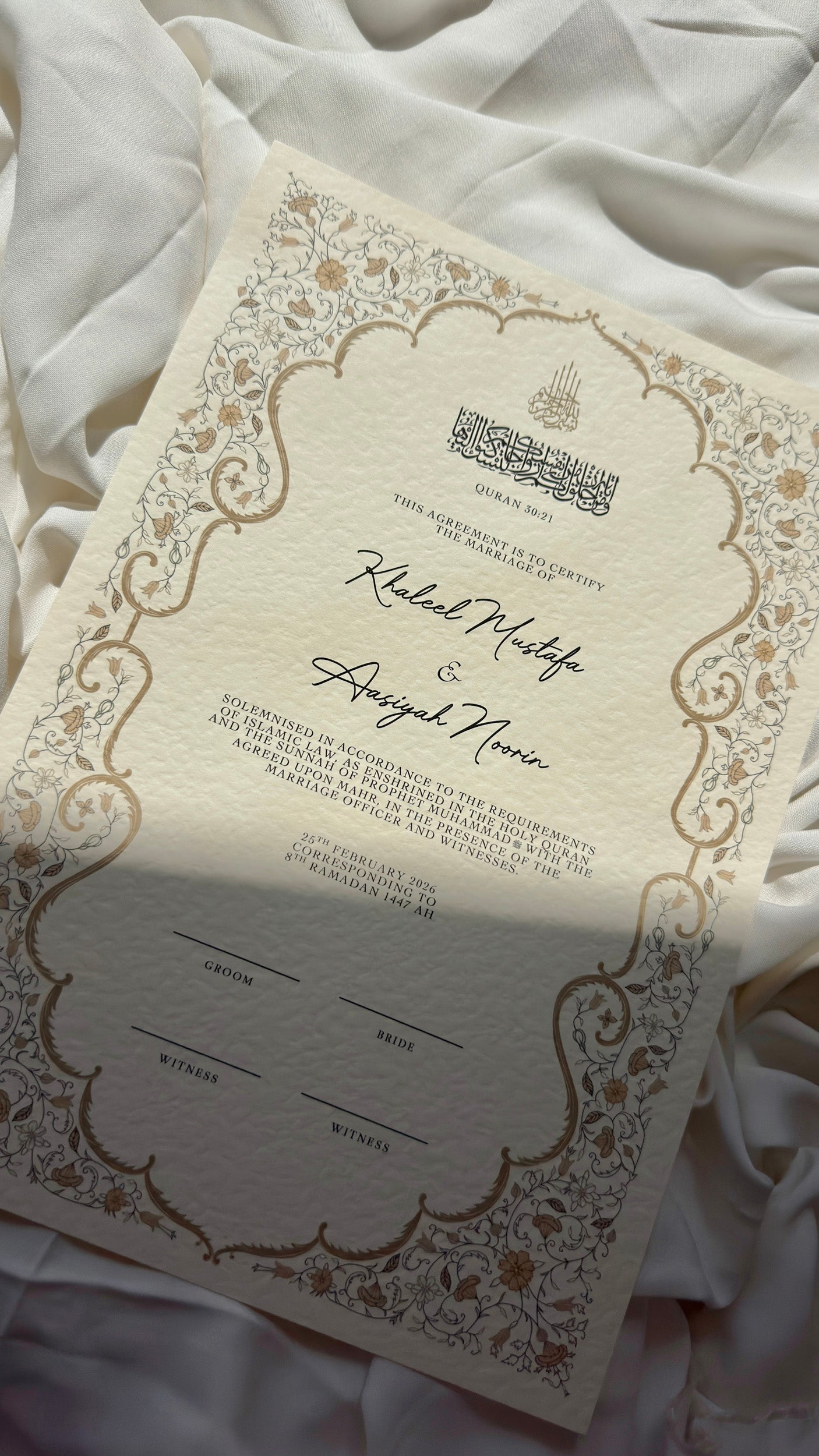 Nikah Certificate - Garden of Light