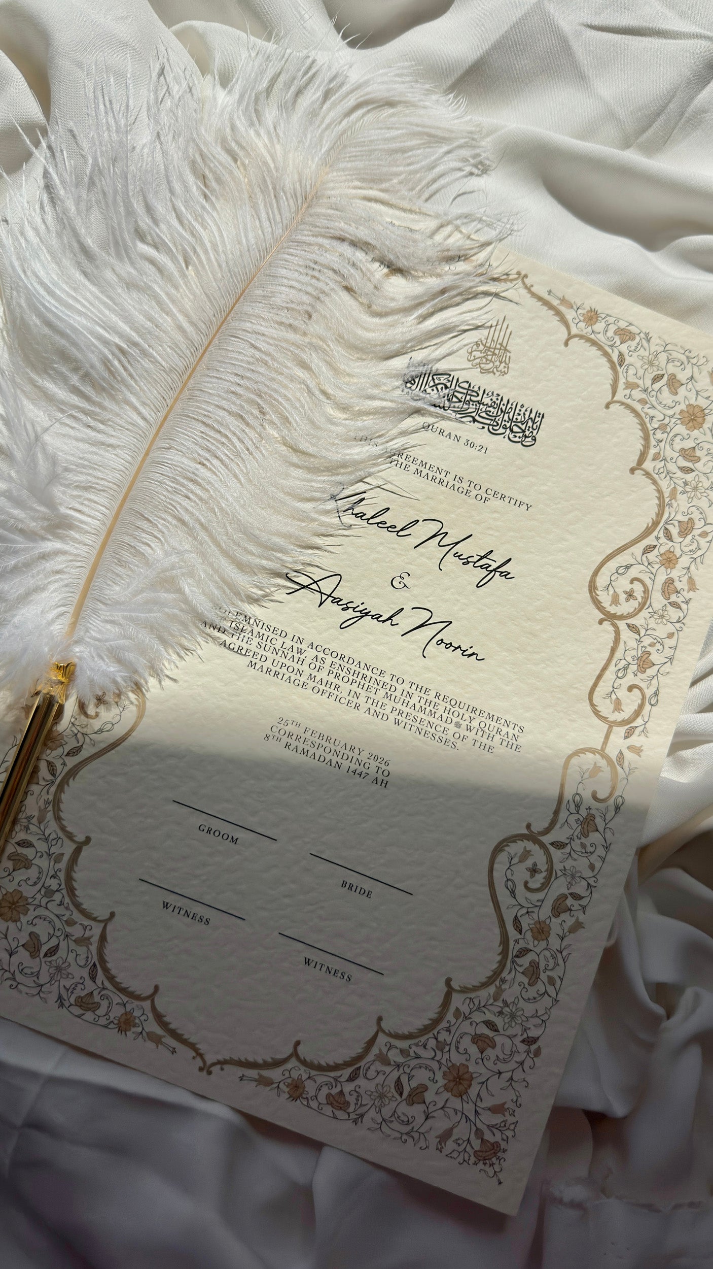 Nikah Certificate - Garden of Light + Pen