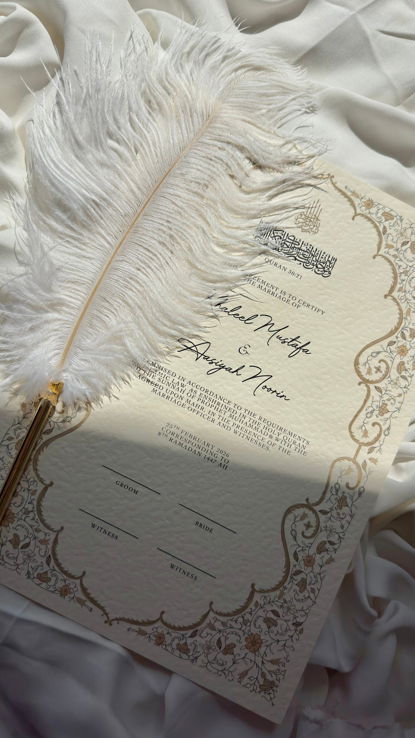 Nikah Certificate - Garden of Light + Pen
