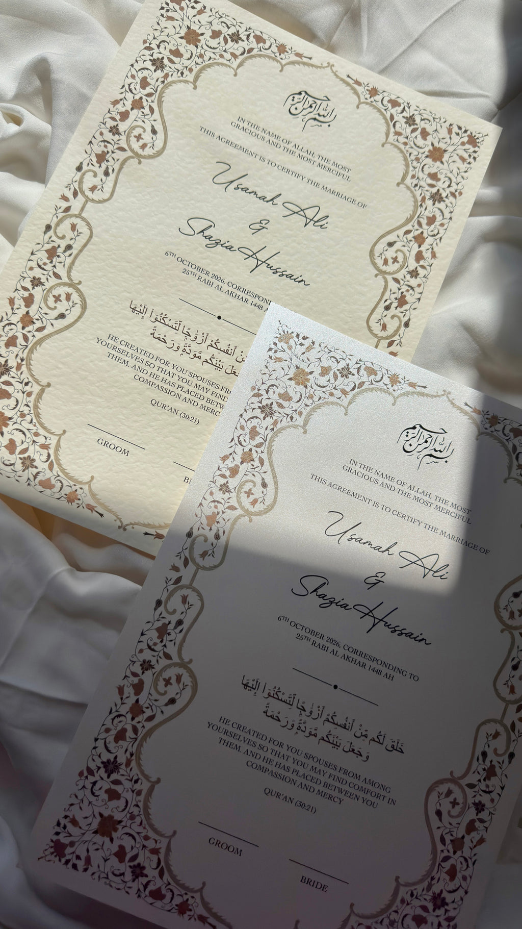 Nikah Certificate - Autumn Blossoms + Pen