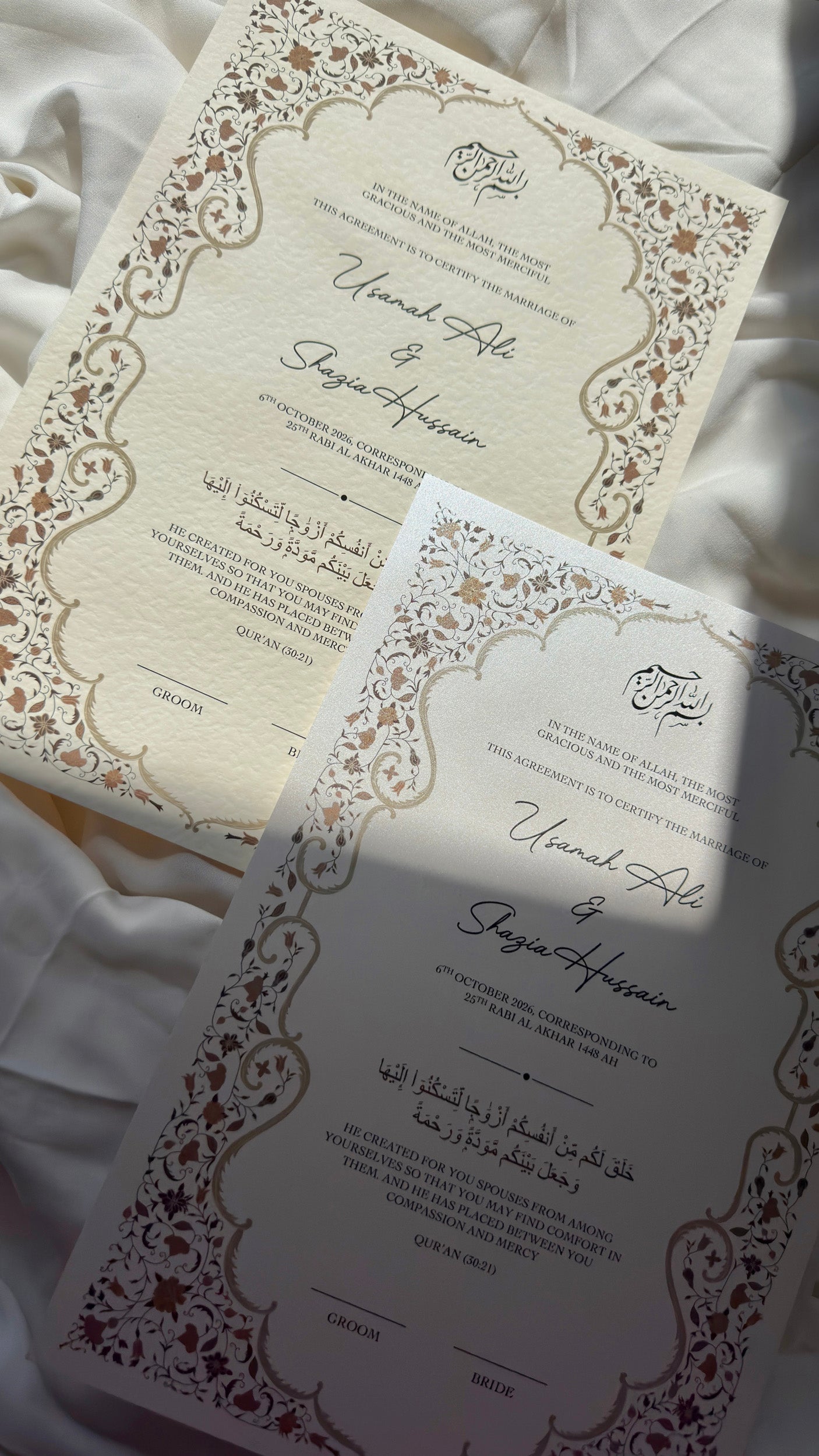 Nikah Certificate - Autumn Blossoms + Pen
