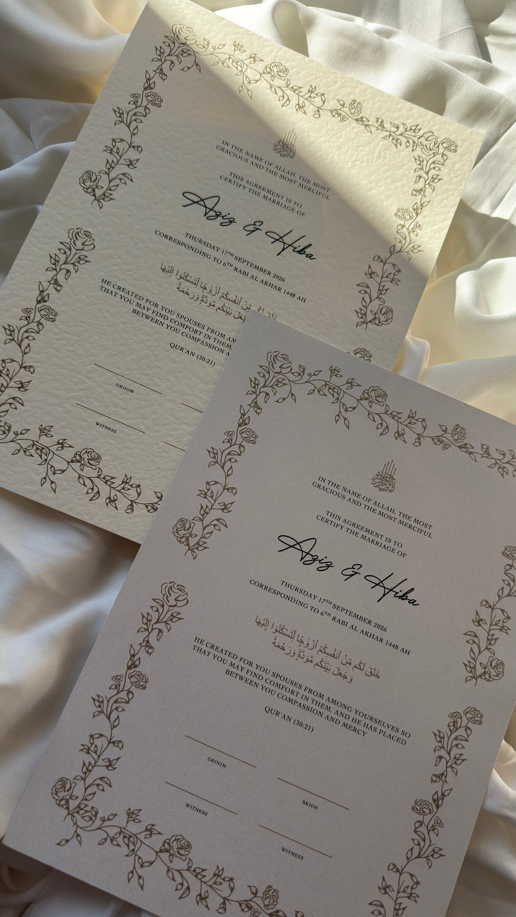 Bundle: Nikah Certificate - Branches of Love + Frame + Pen