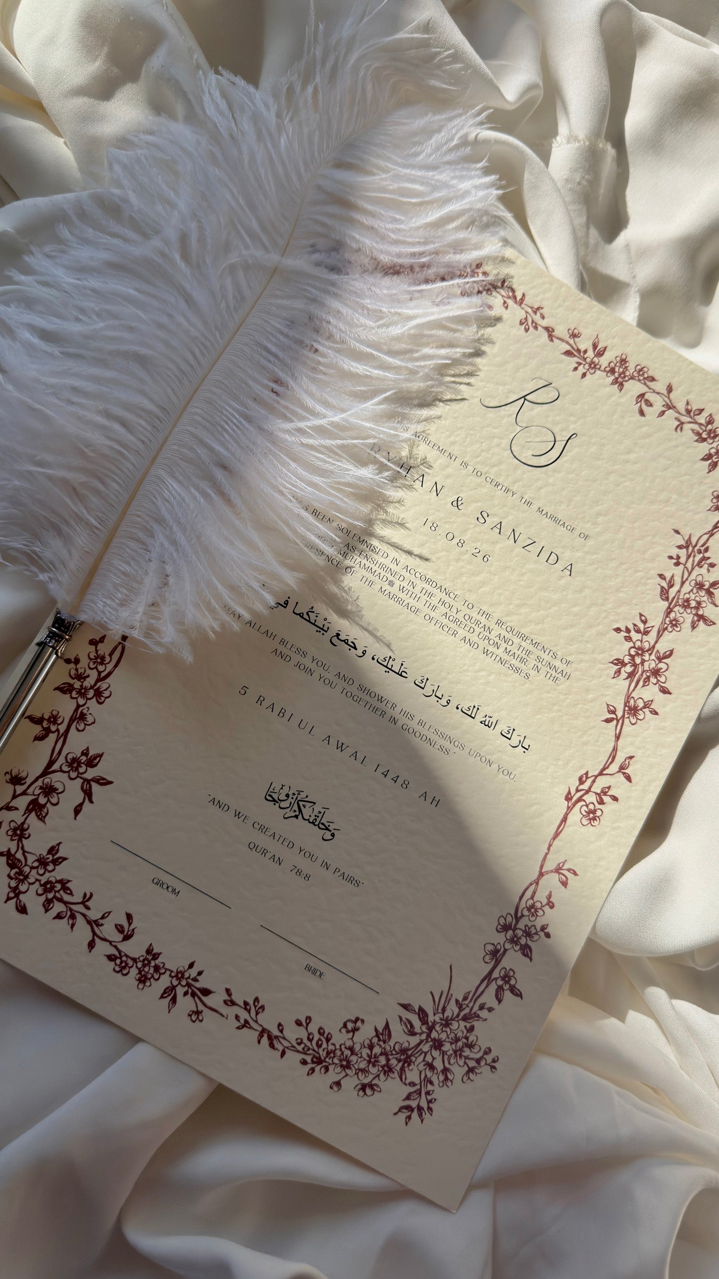 Bundle: Nikah Certificate - The Crimson Vow + Frame + Pen