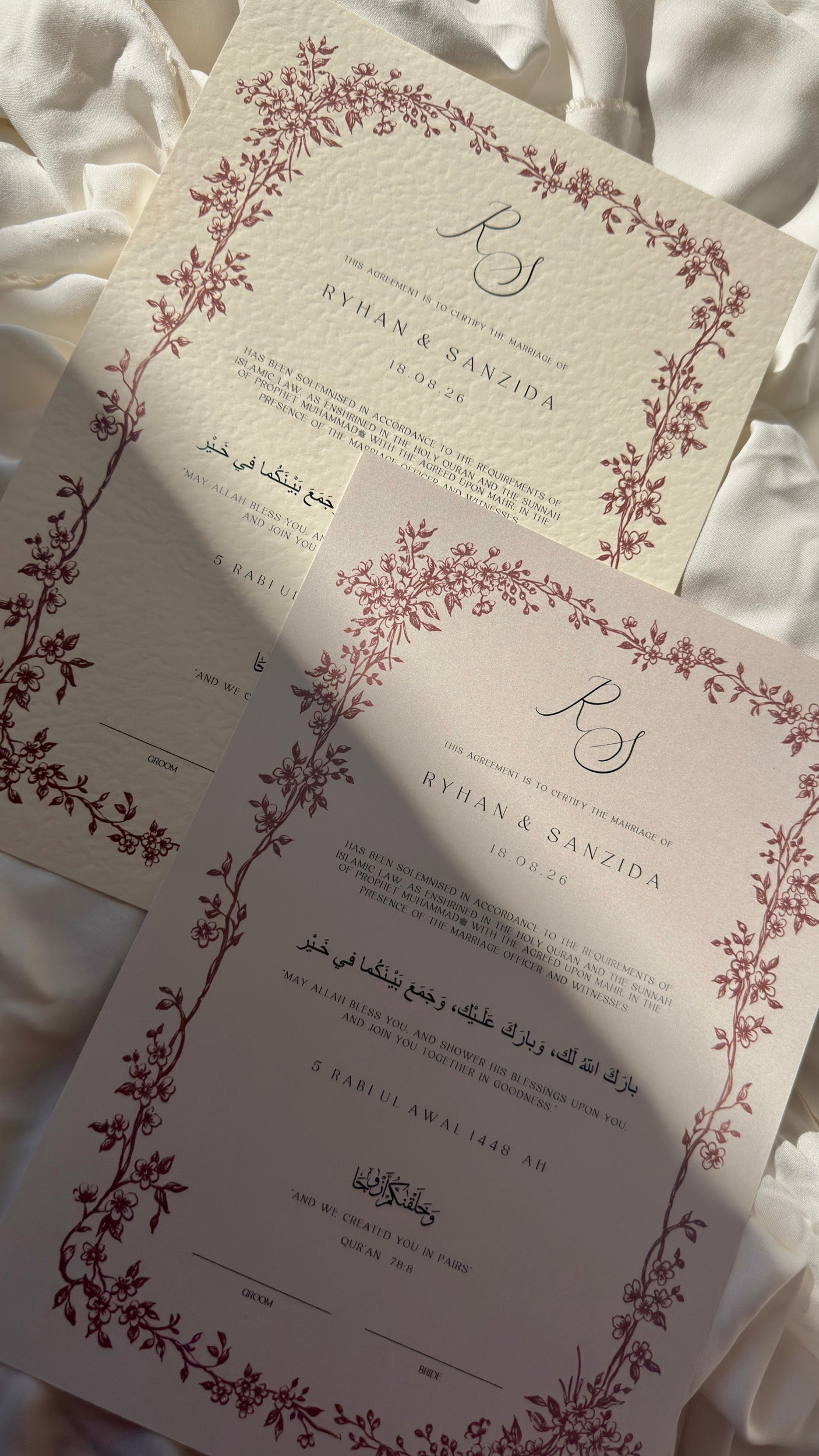 Bundle: Nikah Certificate - The Crimson Vow + Frame + Pen