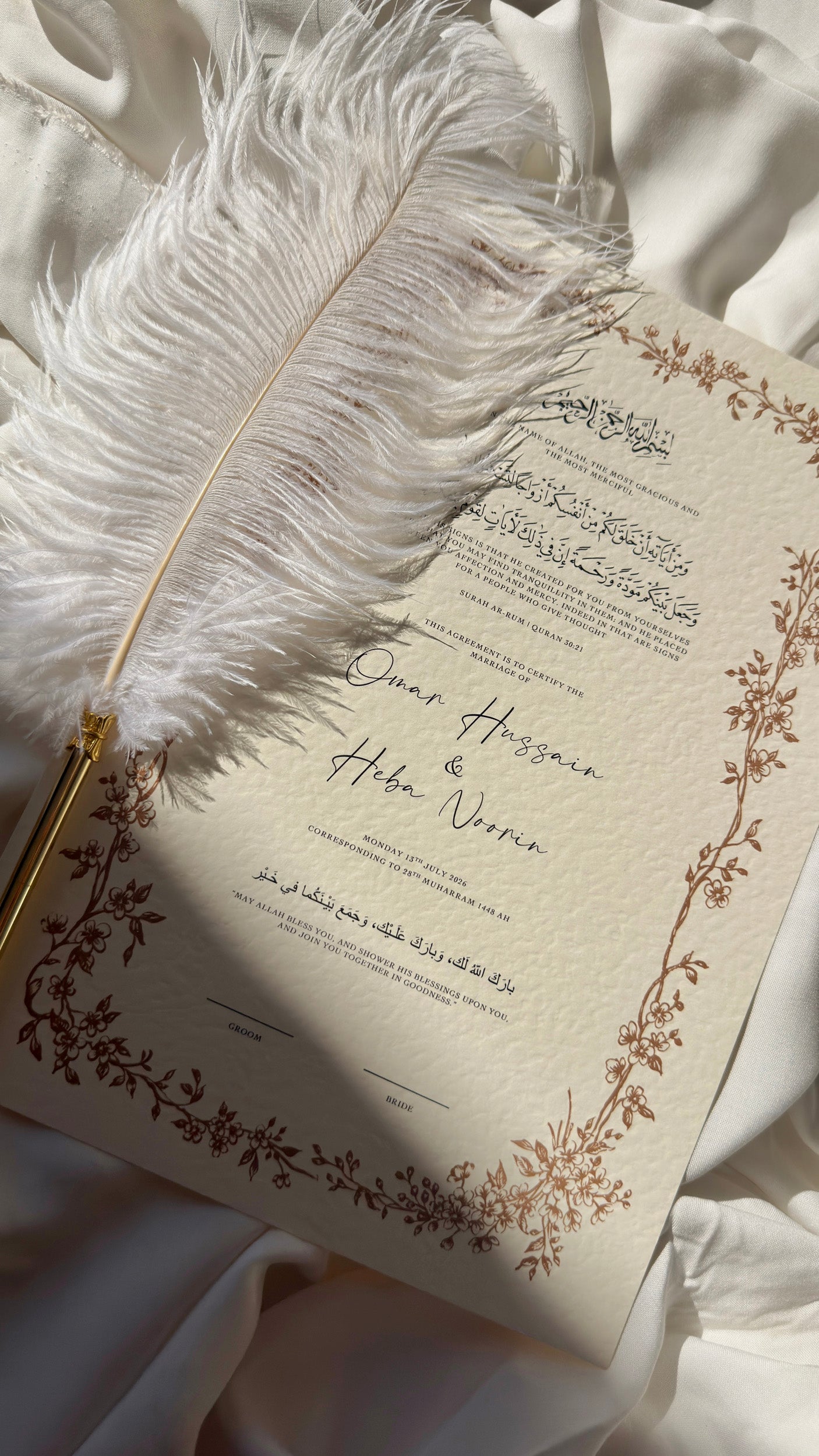 Nikah Certificate - The Gentle Bloom + Pen