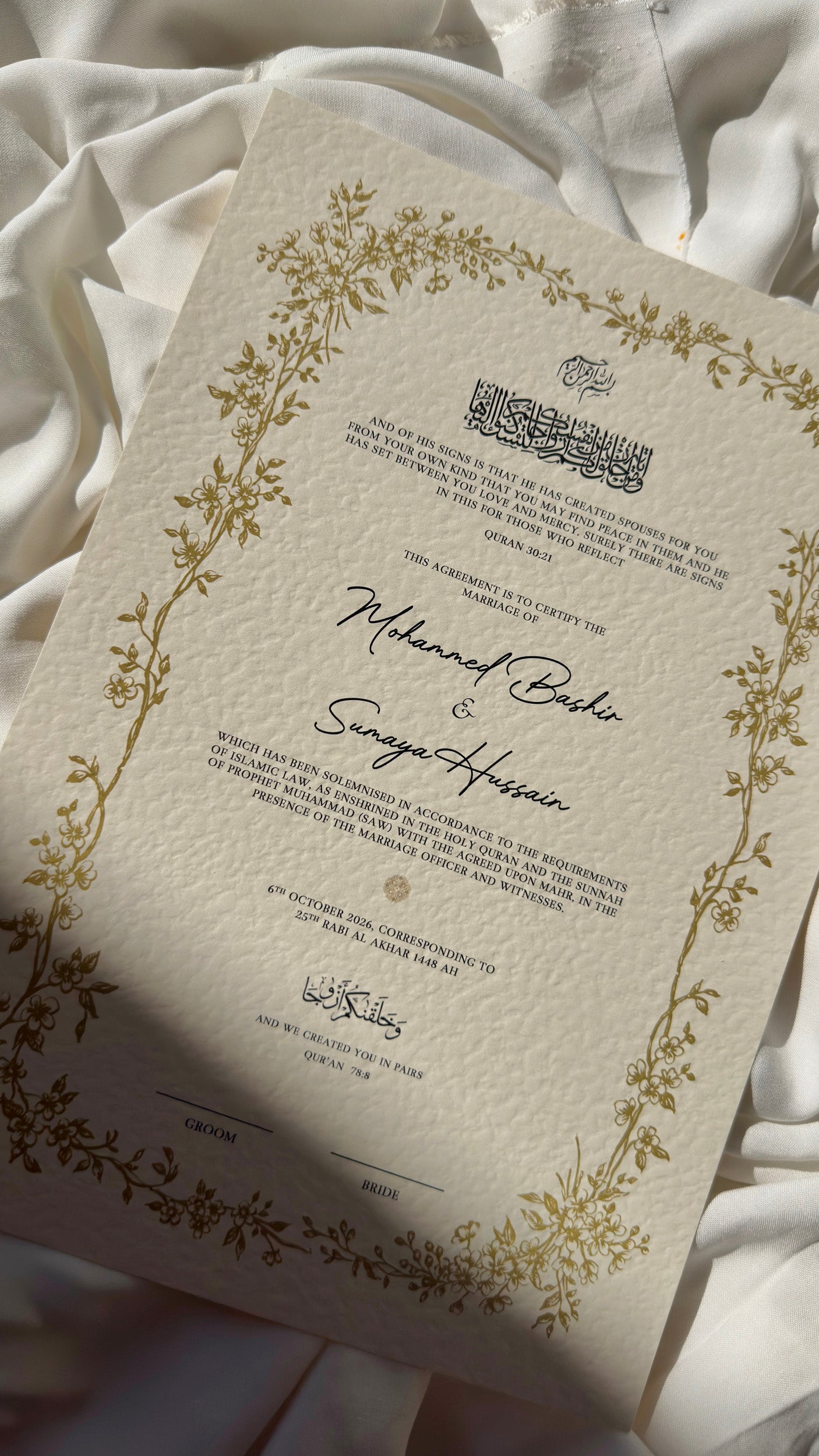 Nikah Certificate - The Everlasting Covenant + Pen