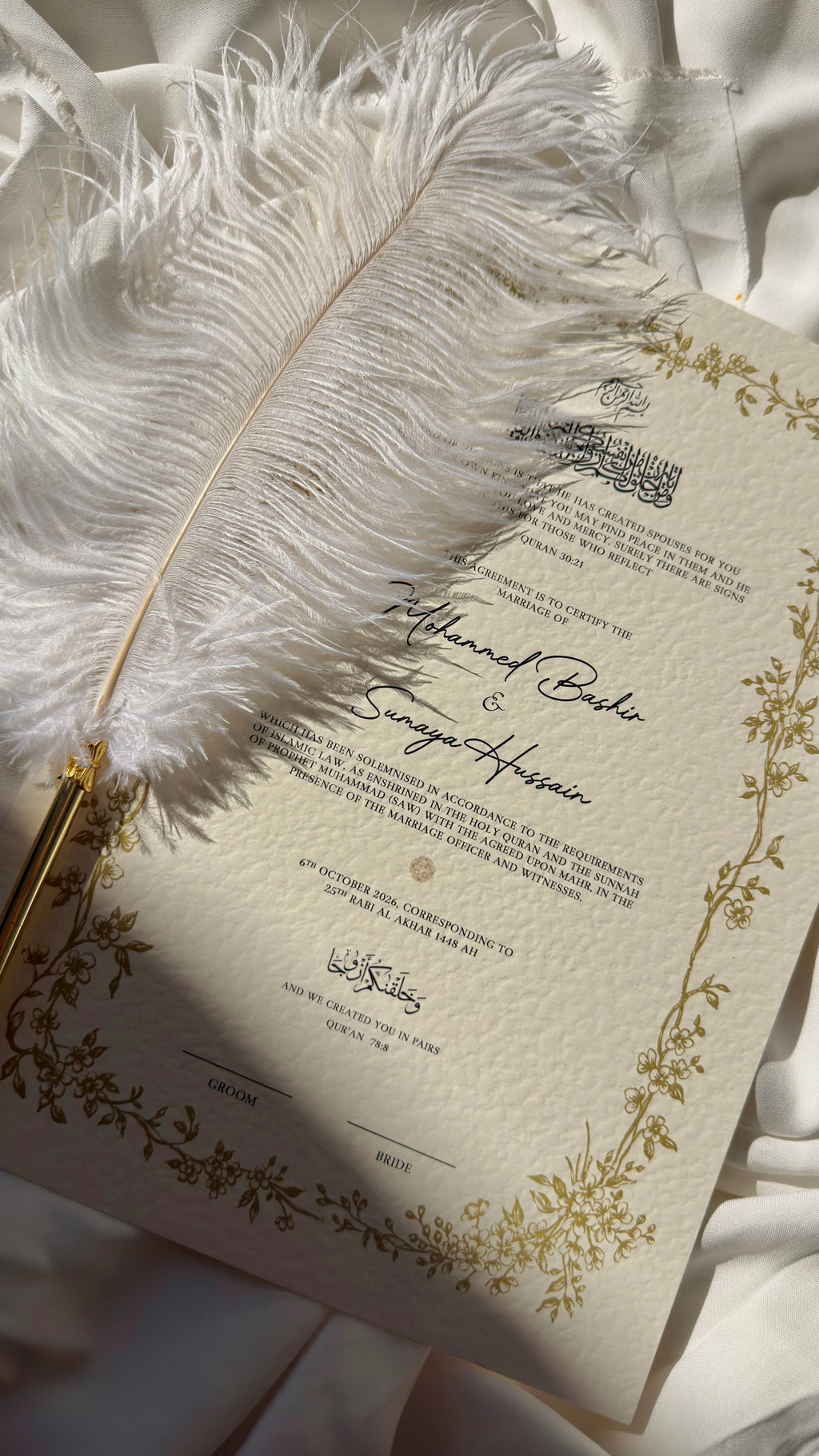 Nikah Certificate - The Everlasting Covenant + Pen