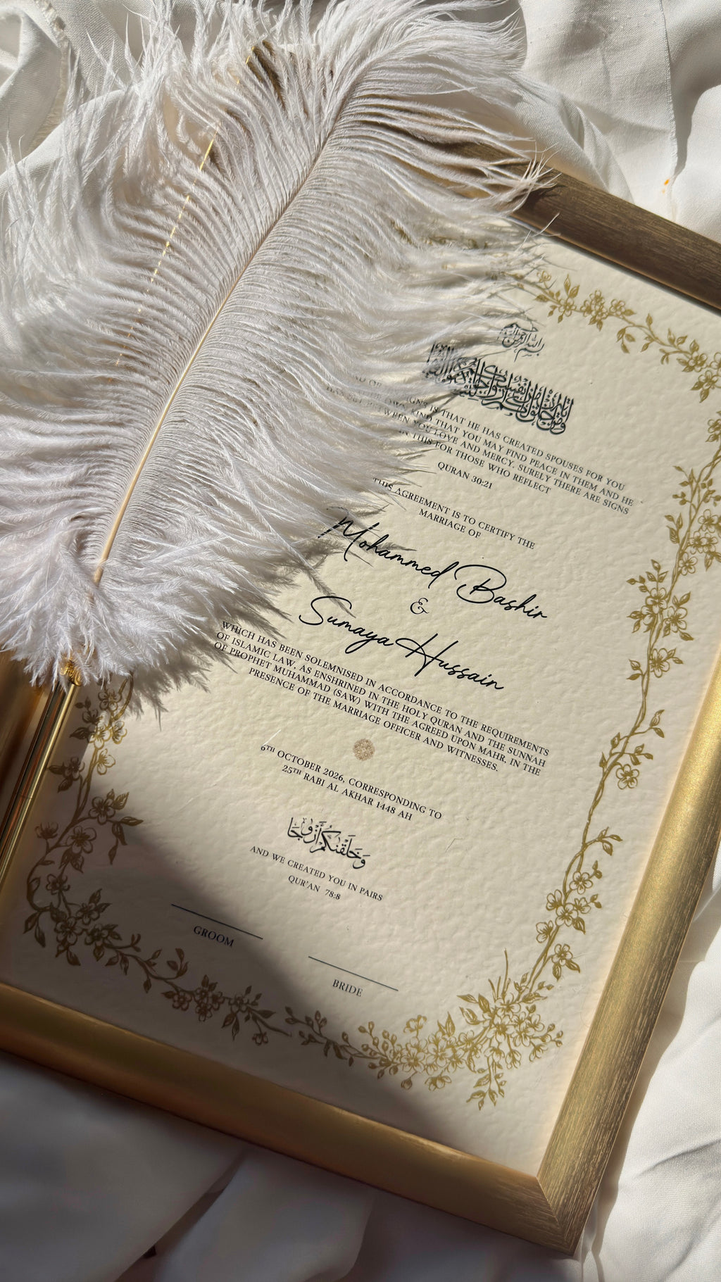 Bundle: Nikah Certificate - The Everlasting Covenant + Frame + Pen