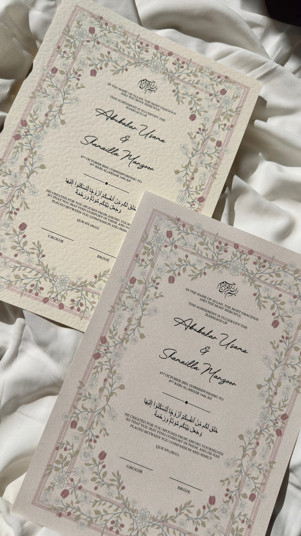Nikah Certificate - The Rose Garden + Pen