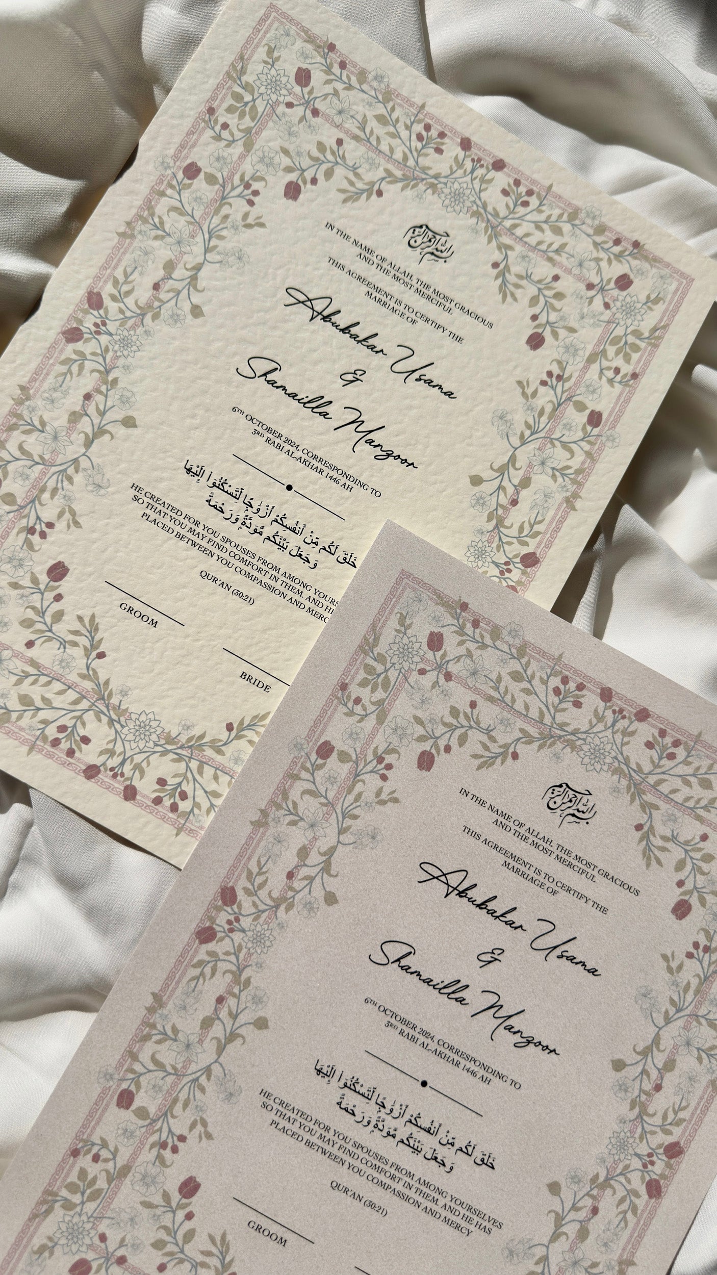 Nikah Certificate - The Rose Garden + Pen