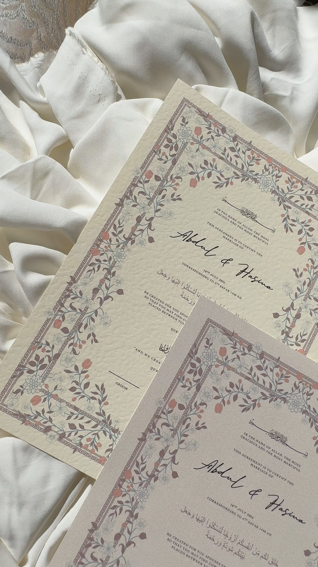 Bundle: Nikah Certificate - The Purple Garden + Frame + Pen