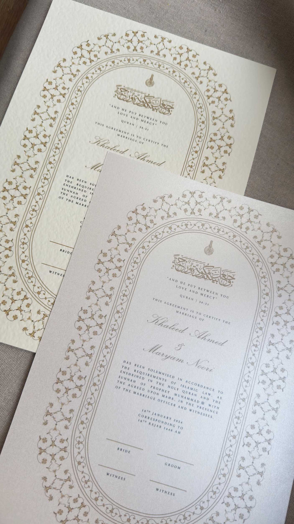Nikah Certificate - Sun of Gold + Pen