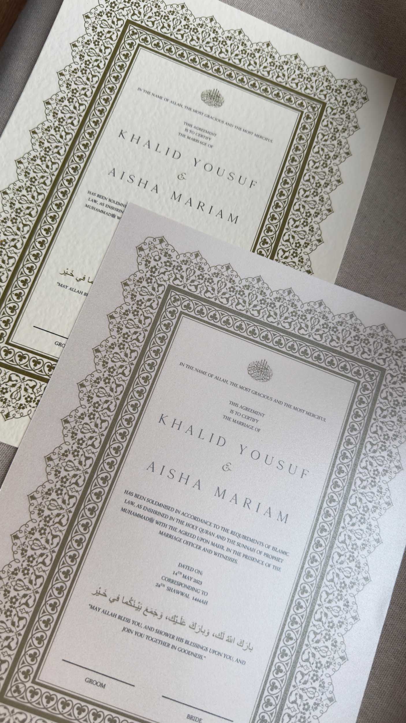 Nikah Certificate - Treasure of Emotions