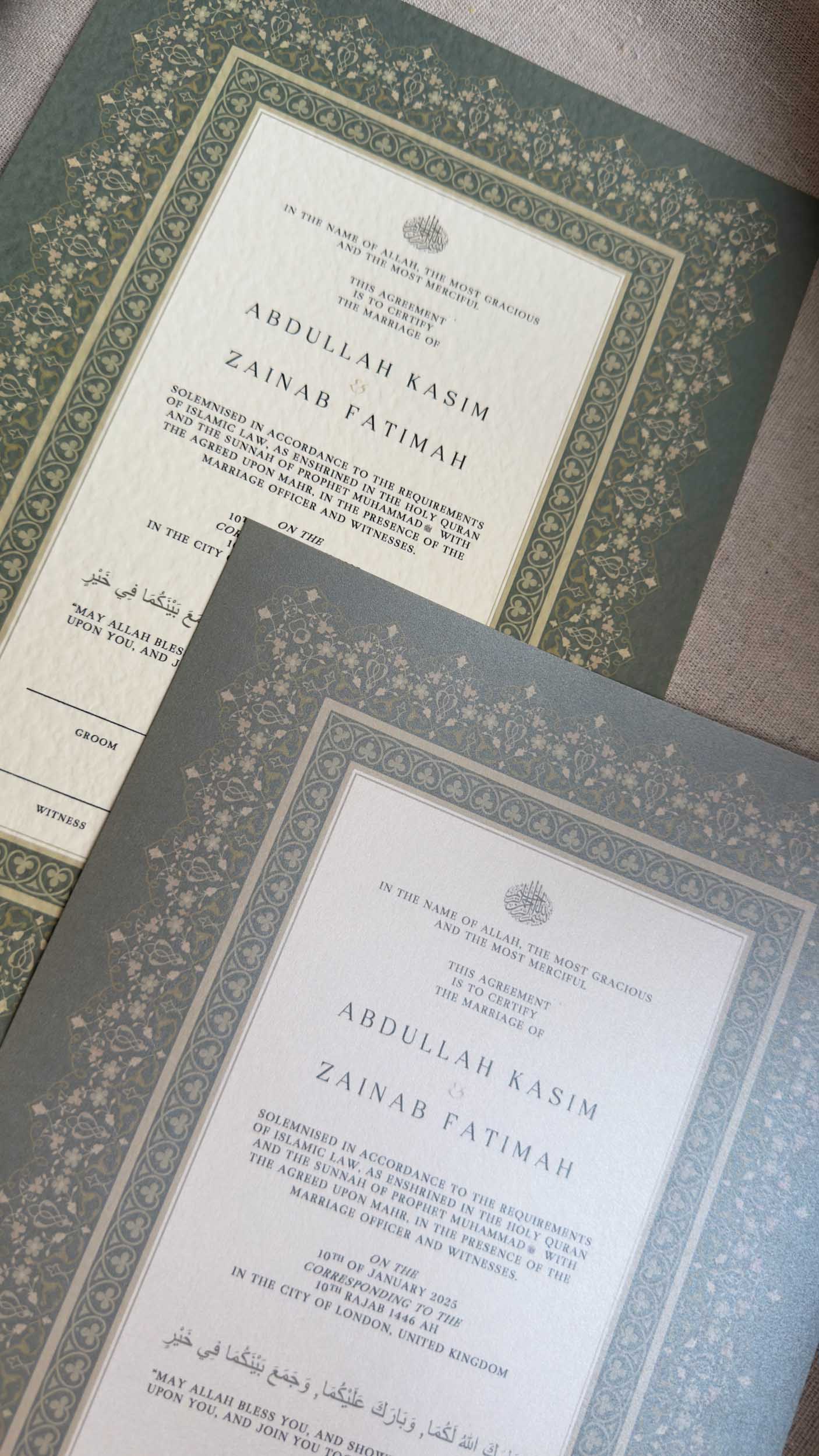 Nikah Certificate - Garden of Hope