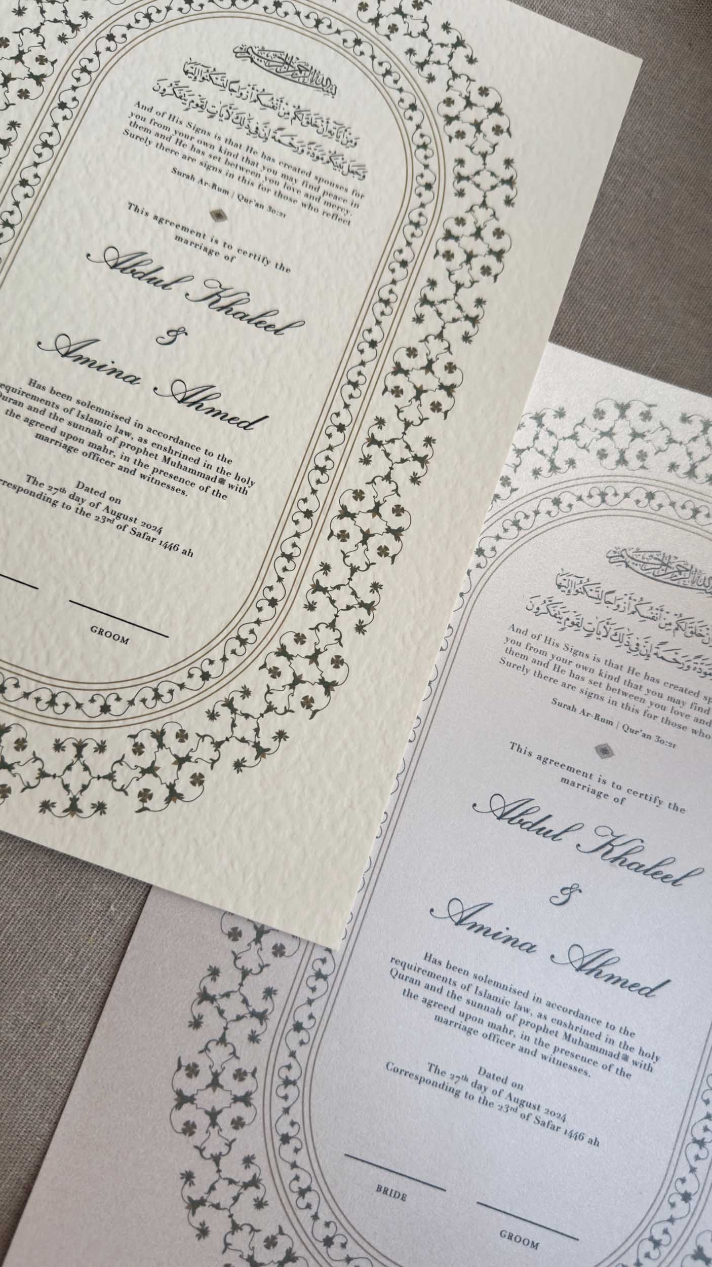 Nikah Certificate - Clarity of Sage