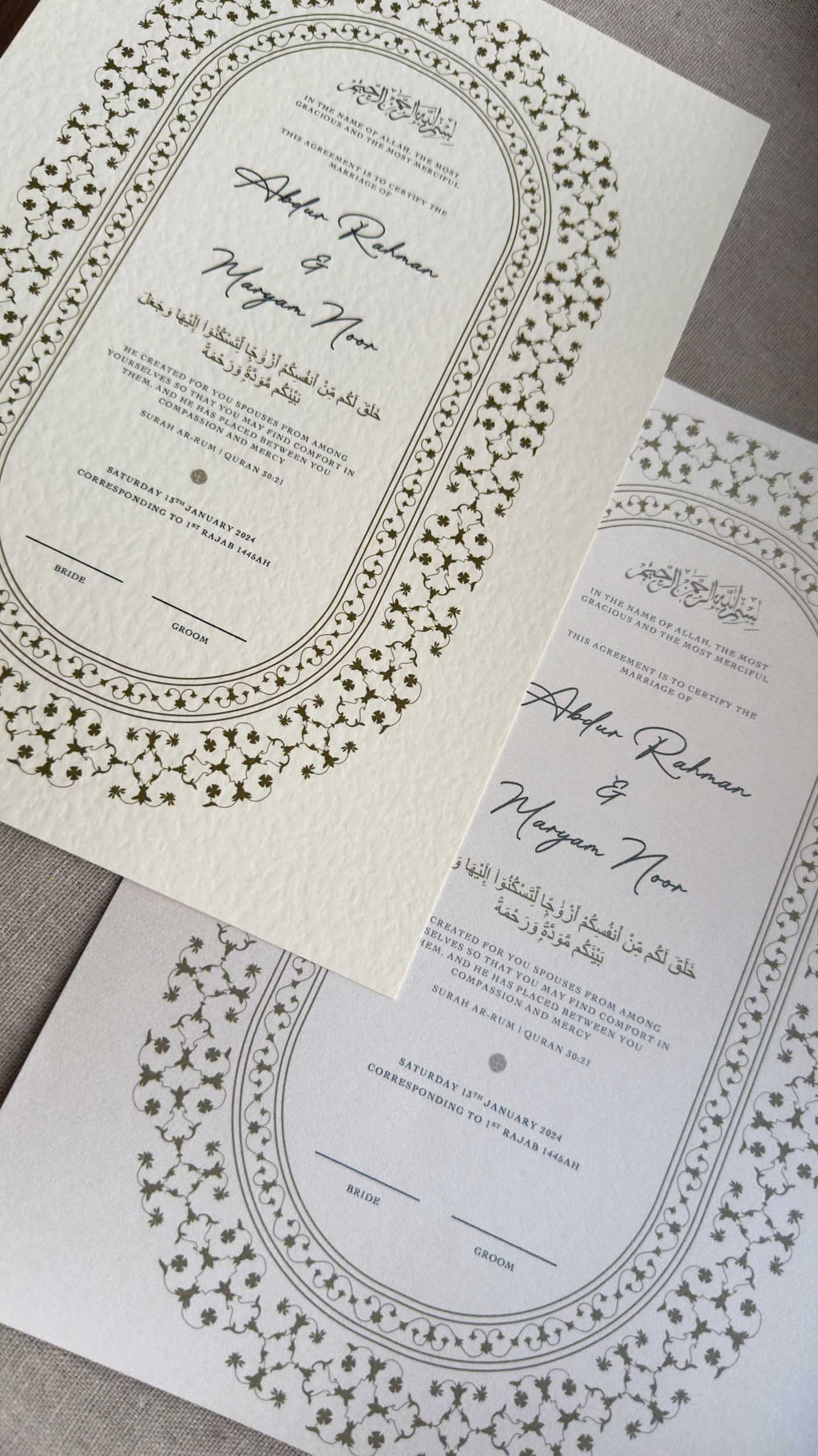 Bundle: Nikah Certificate - Secrets of Gold + Frame + Pen