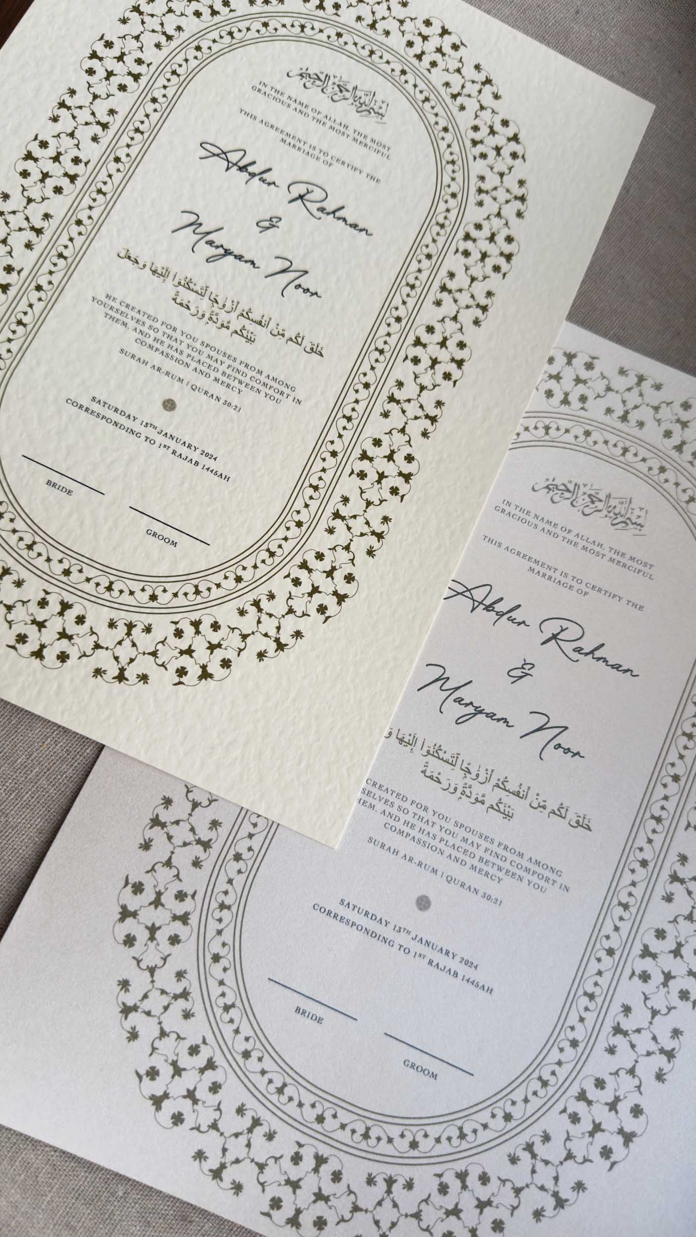 Nikah Certificate - Secrets of Gold