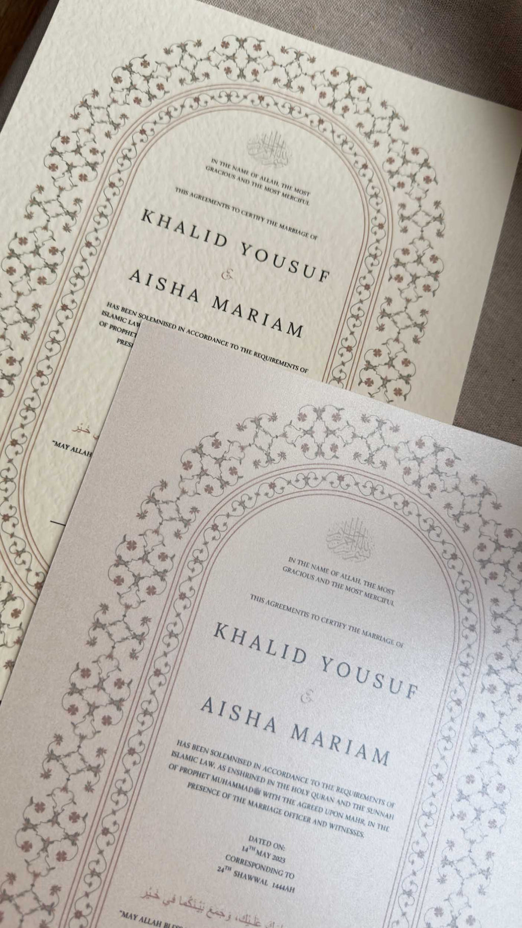 Nikah Certificate - Contract of Life