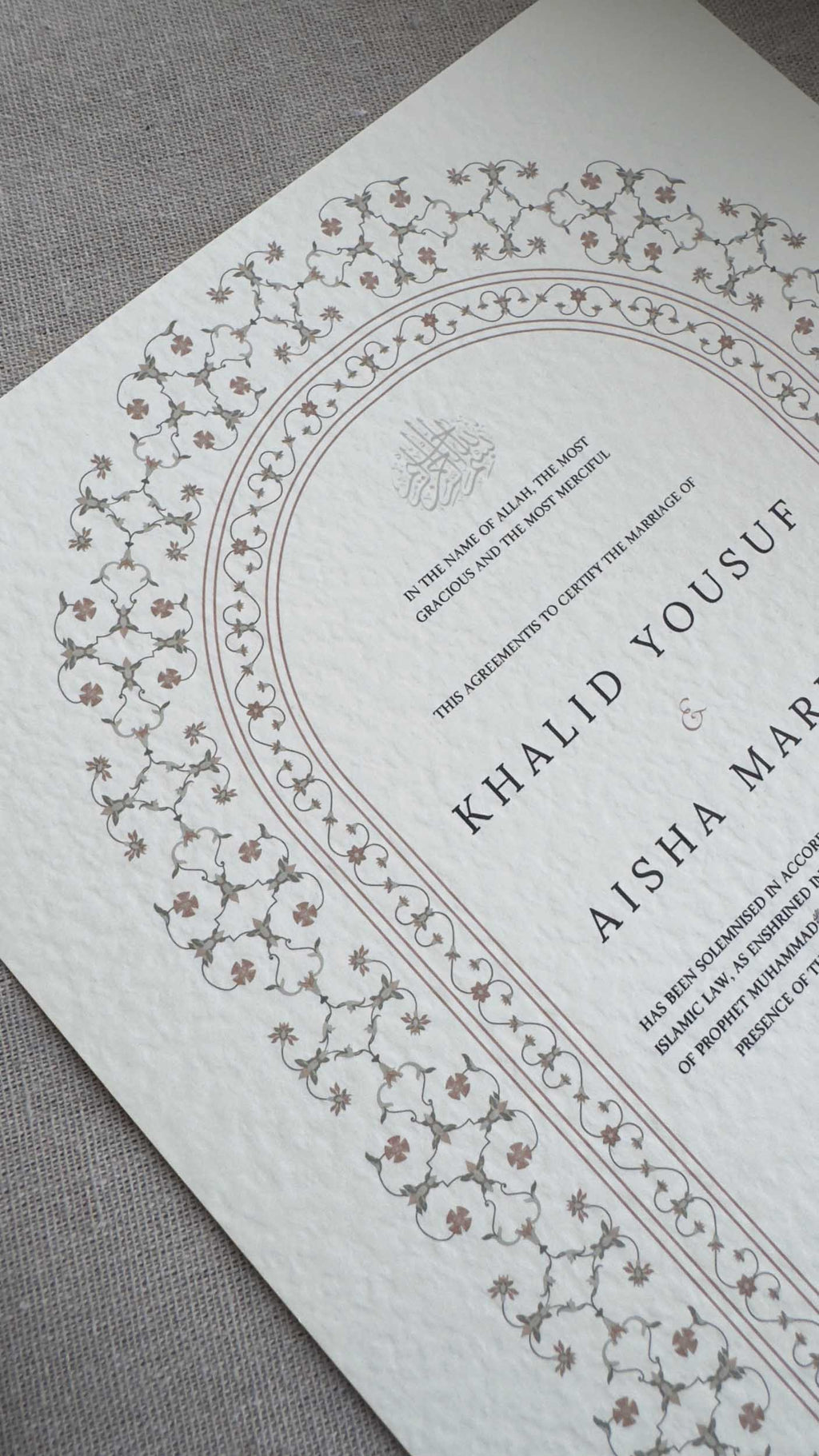 Nikah Certificate - Contract of Life