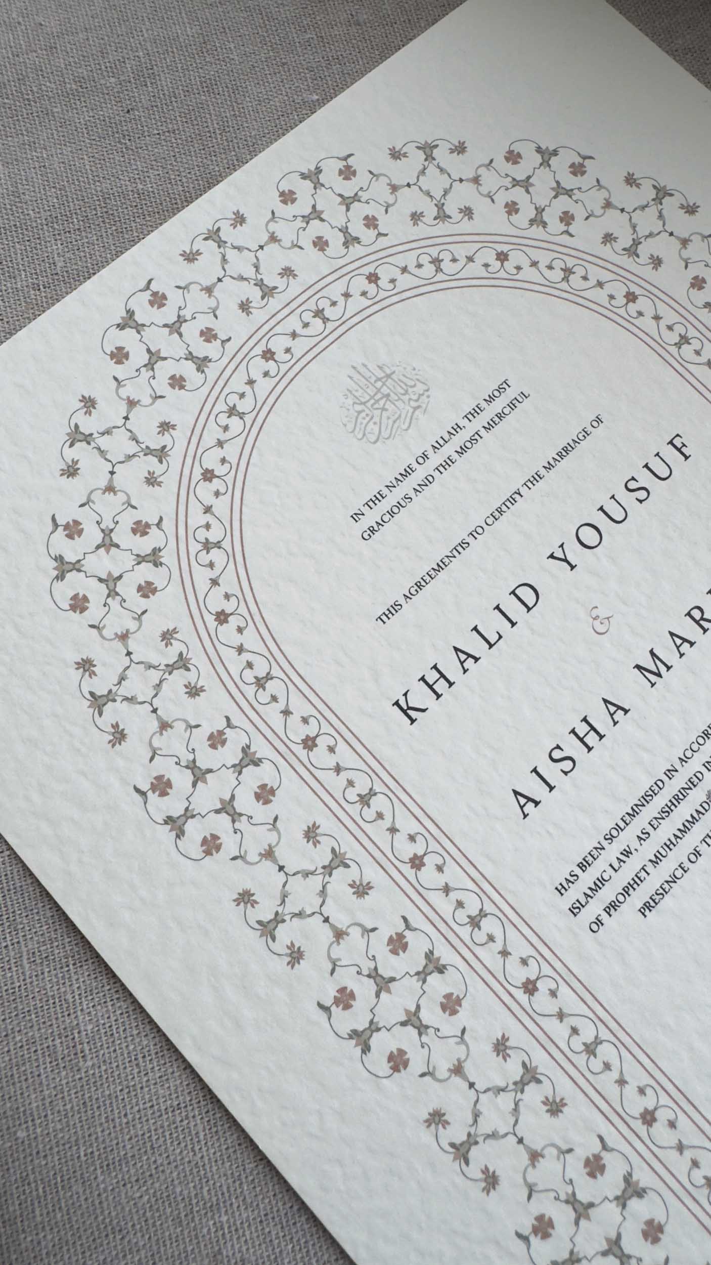 Nikah Certificate - Contract of Life