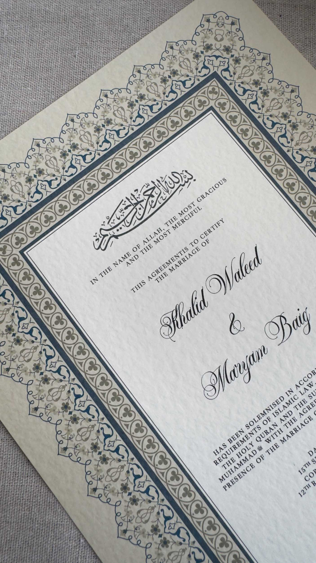 Nikah Certificate - Certificate of Unity + Pen