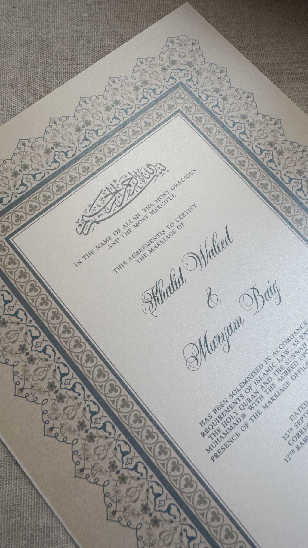 Nikah Certificate - Certificate of Unity + Pen