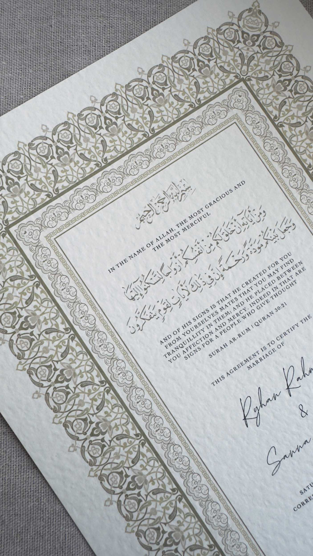 Nikah Certificate - Legacy of Love + Pen