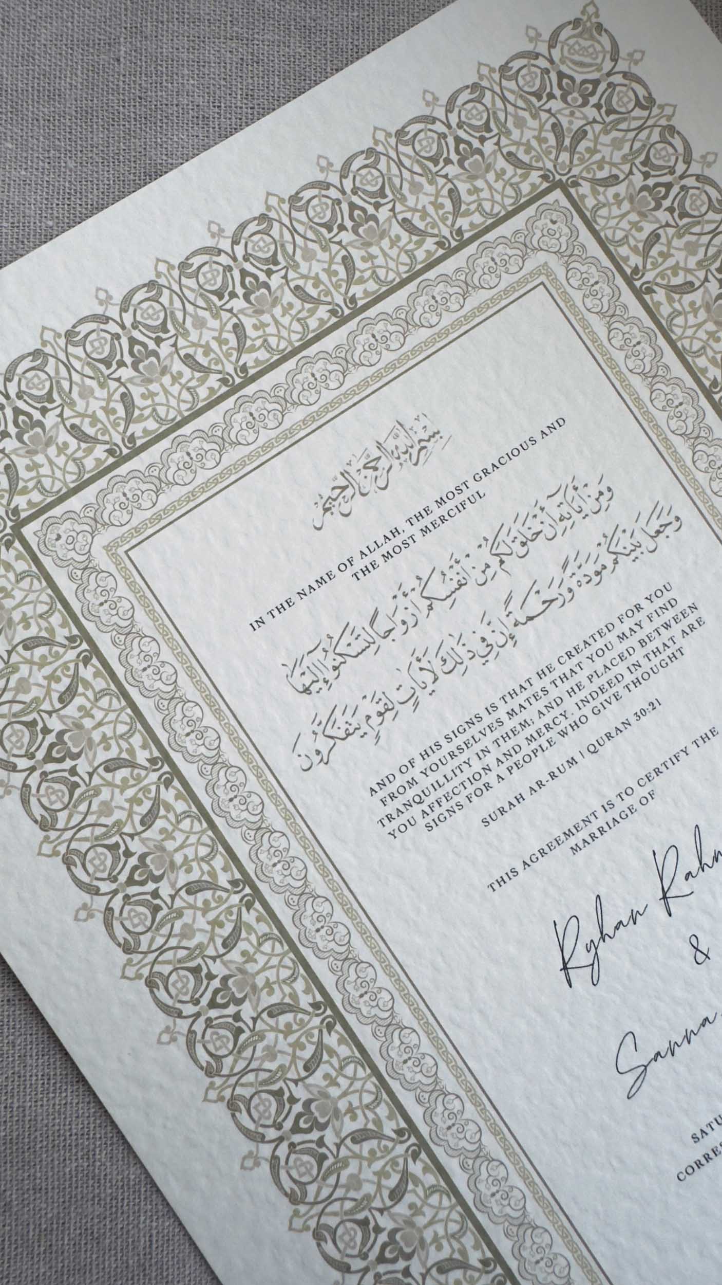 Nikah Certificate - Legacy of Love