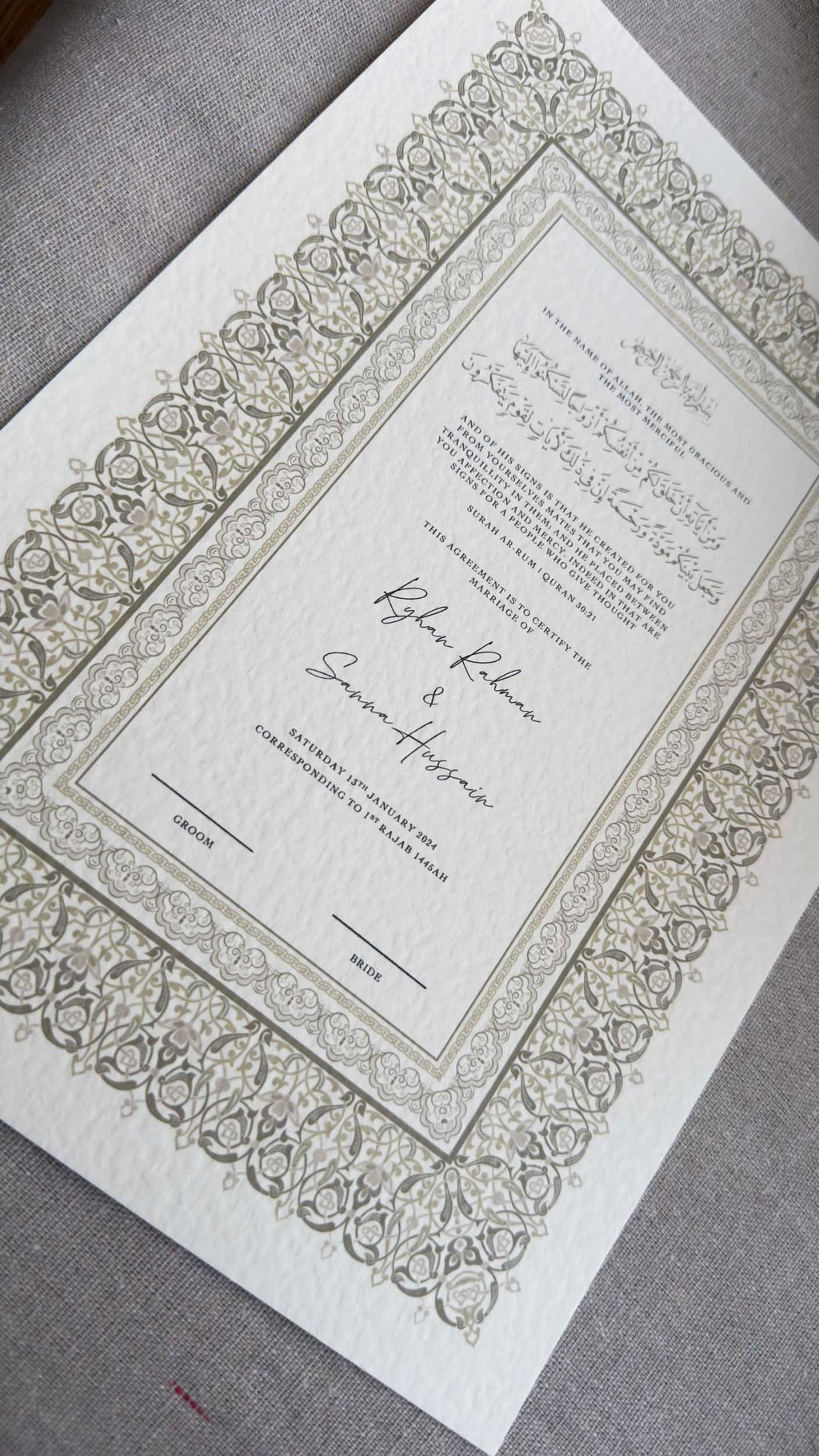 Nikah Certificate - Legacy of Love + Pen