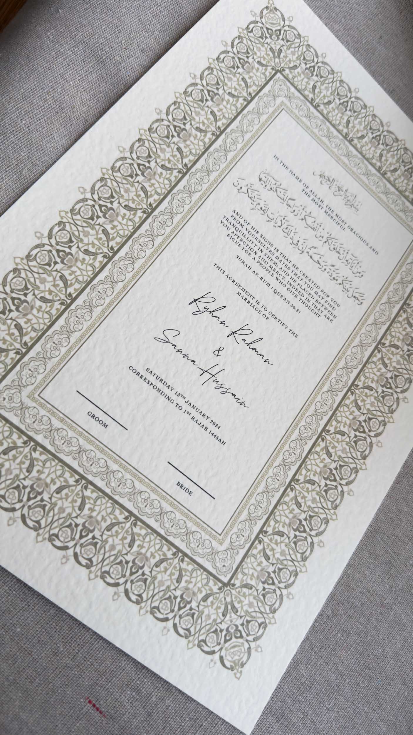 Nikah Certificate - Legacy of Love + Pen