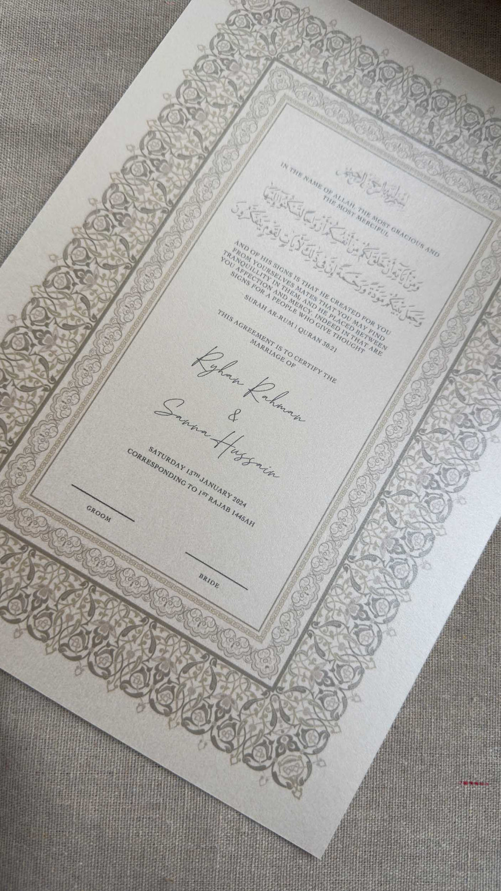 Nikah Certificate - Legacy of Love + Pen