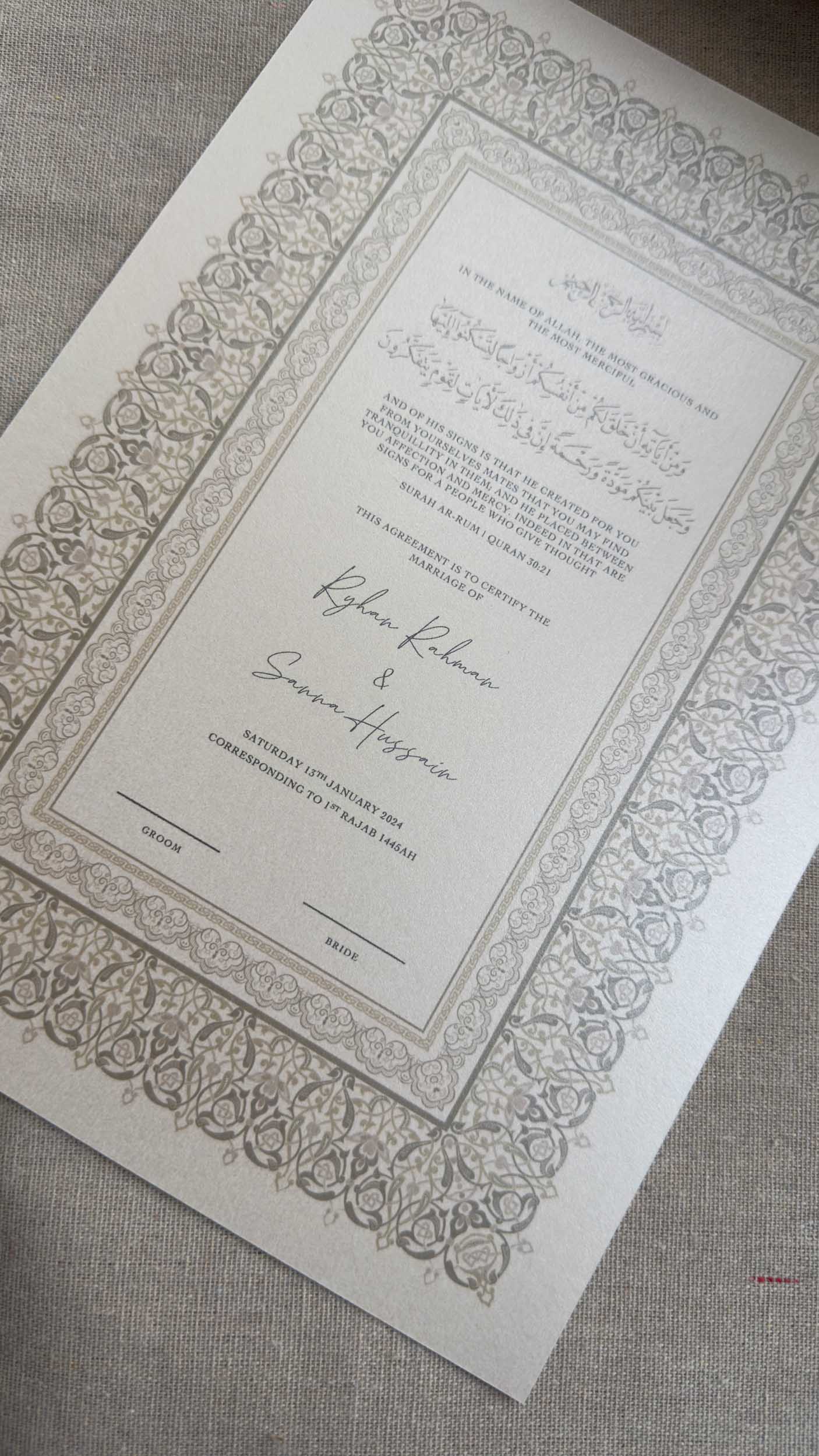 Nikah Certificate - Legacy of Love