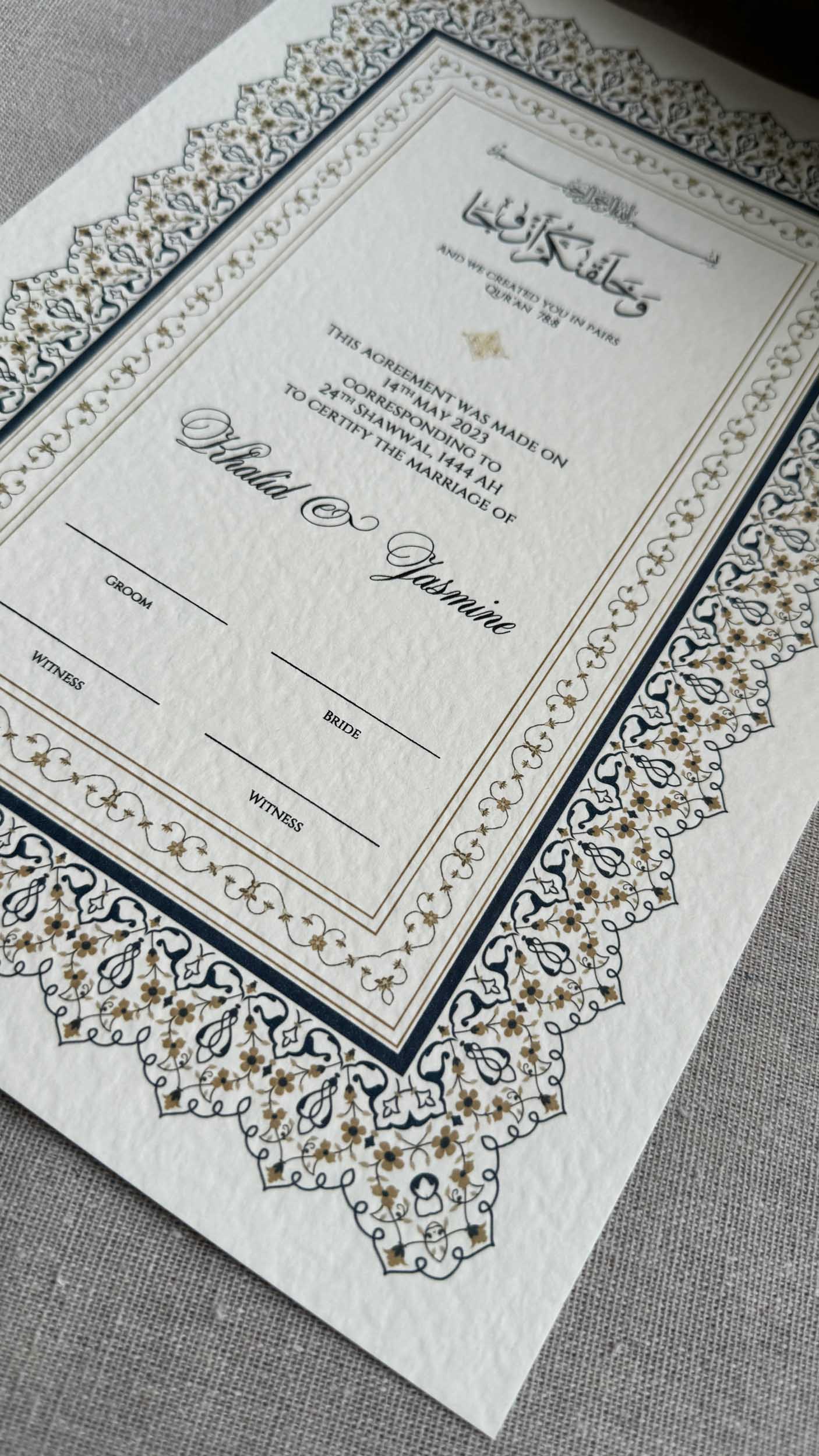 Nikah Certificate - Shine of the Sky