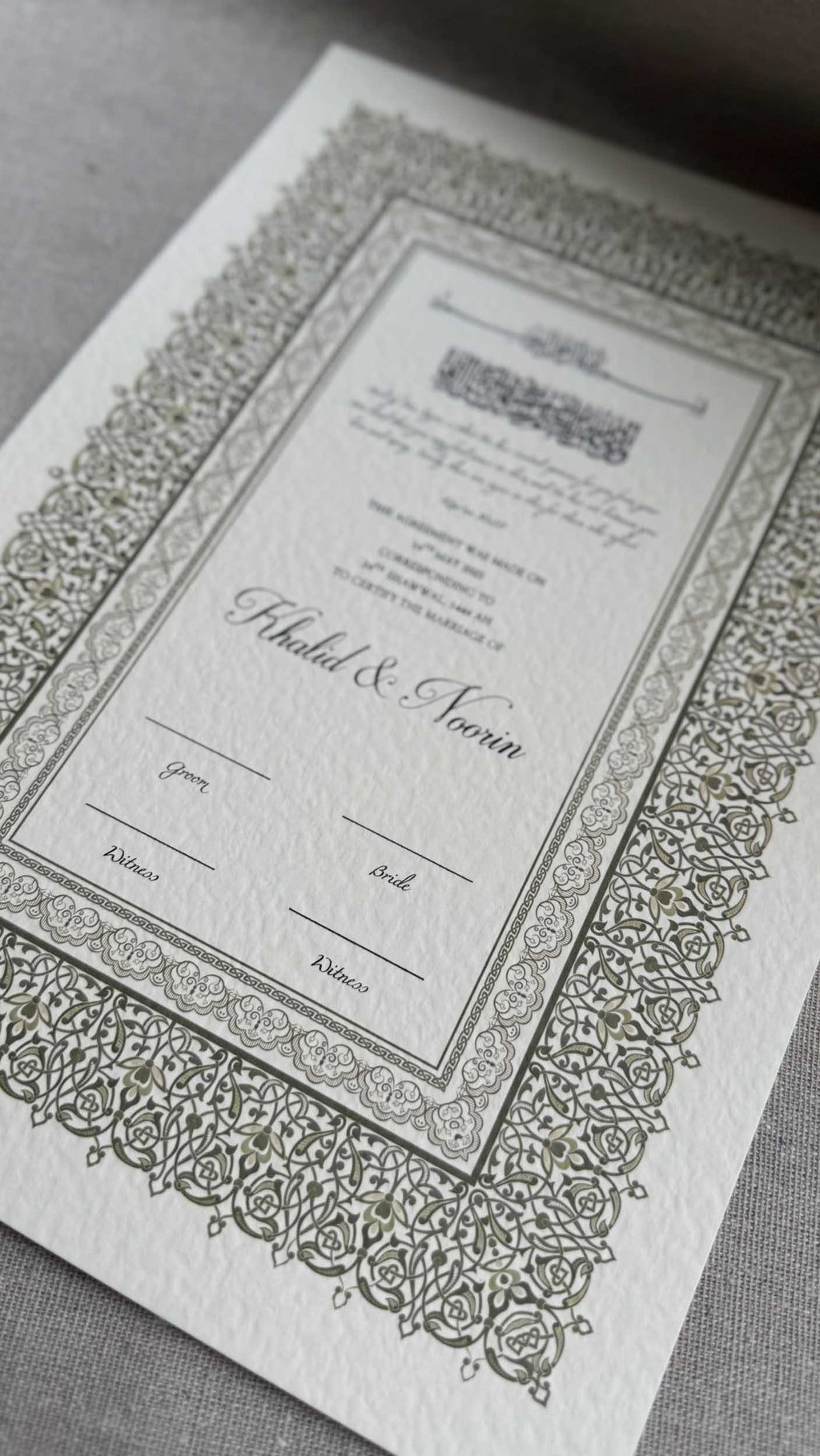 Nikah Certificate - Style of Gold