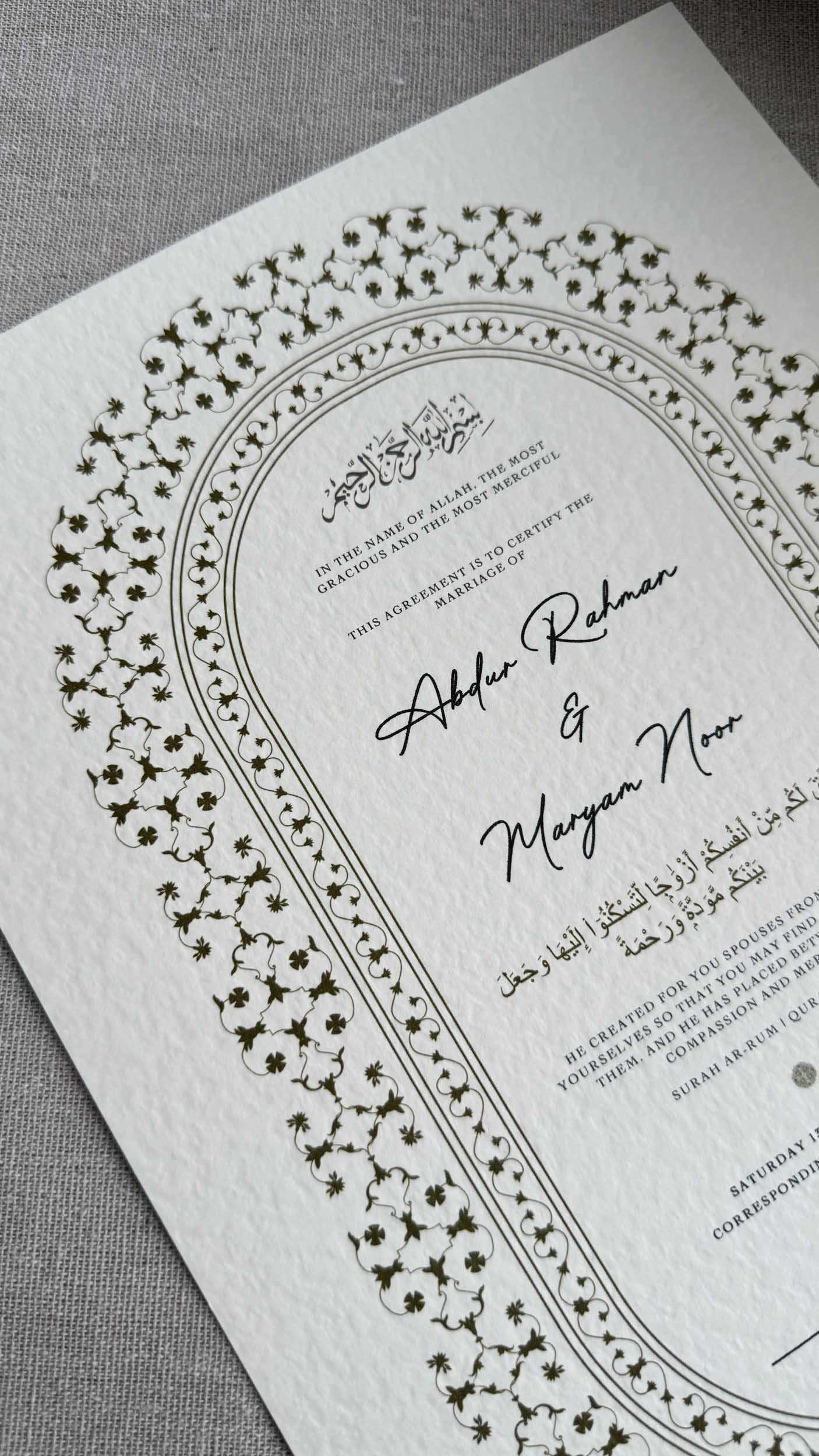 Nikah Certificate - Secrets of Gold