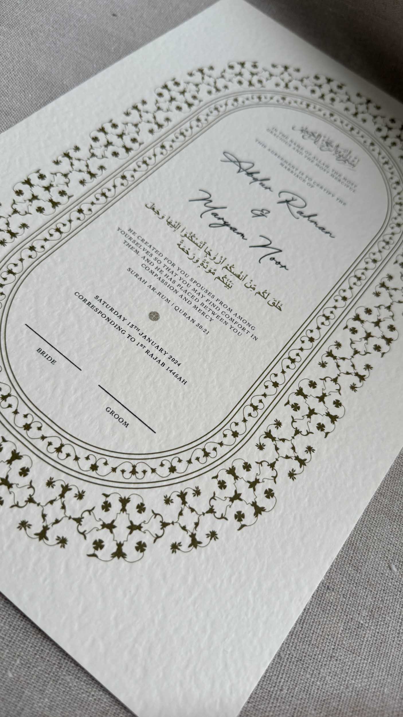 Nikah Certificate - Secrets of Gold