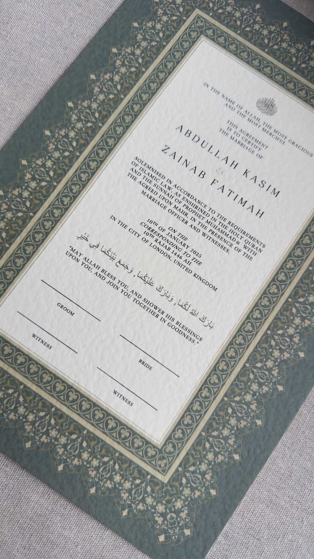 Nikah Certificate - Garden of Hope