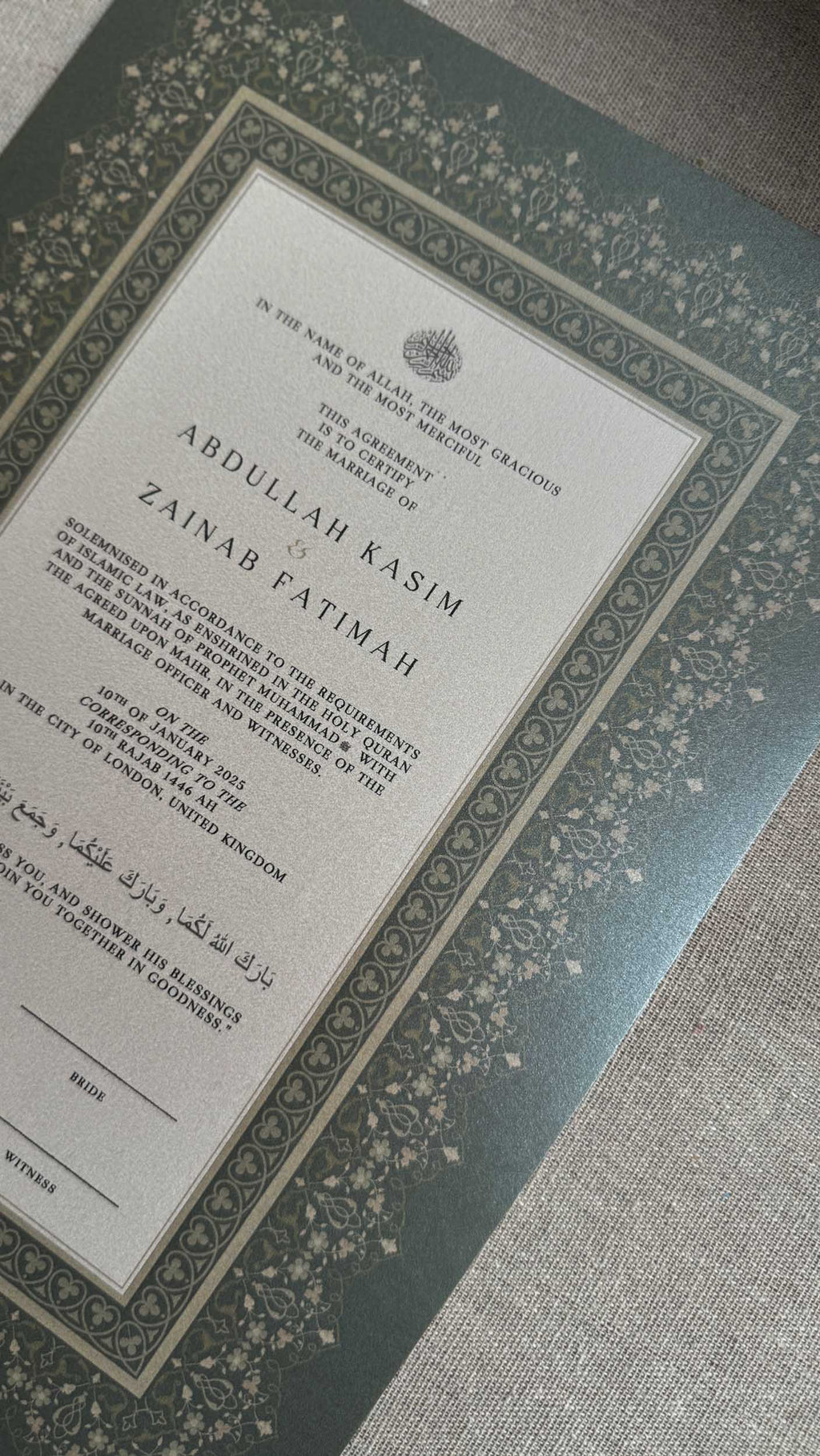 Nikah Certificate - Garden of Hope