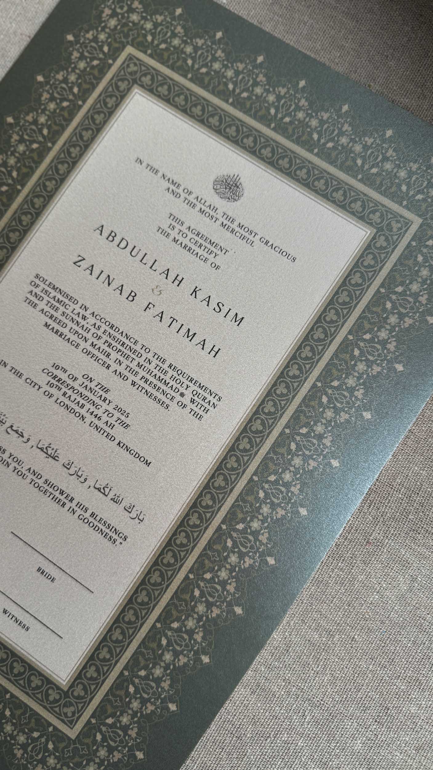 Nikah Certificate - Garden of Hope