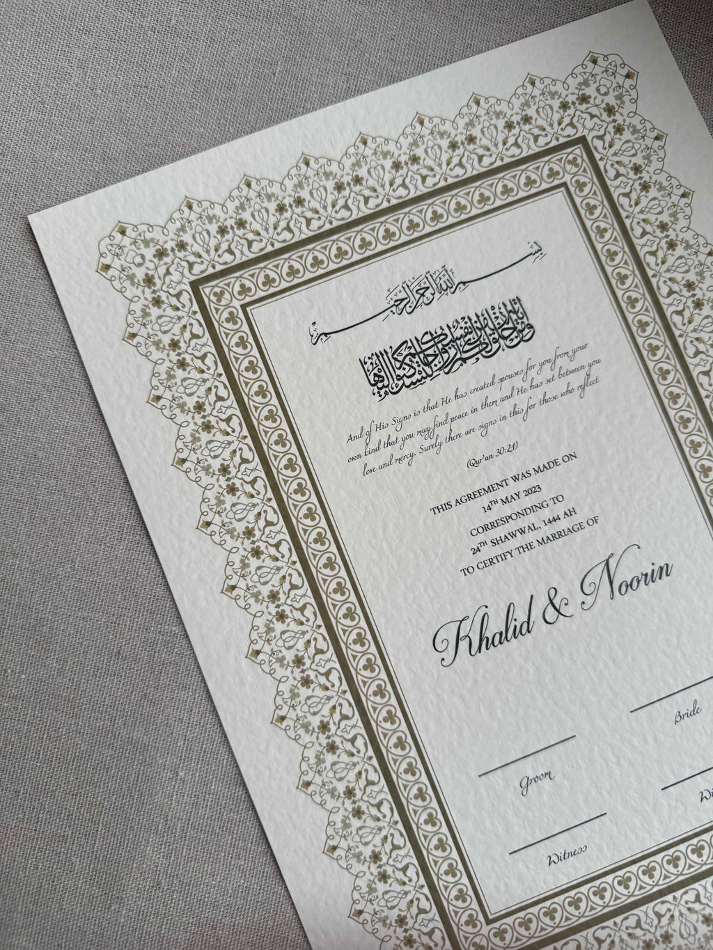 Nikah Certificate - Soul of Gold + Pen