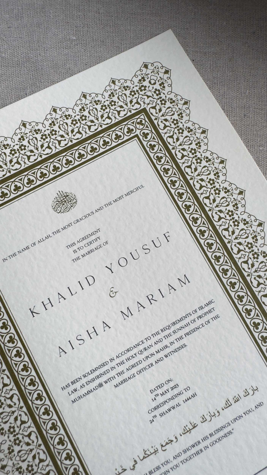 Nikah Certificate - Treasure of Emotions