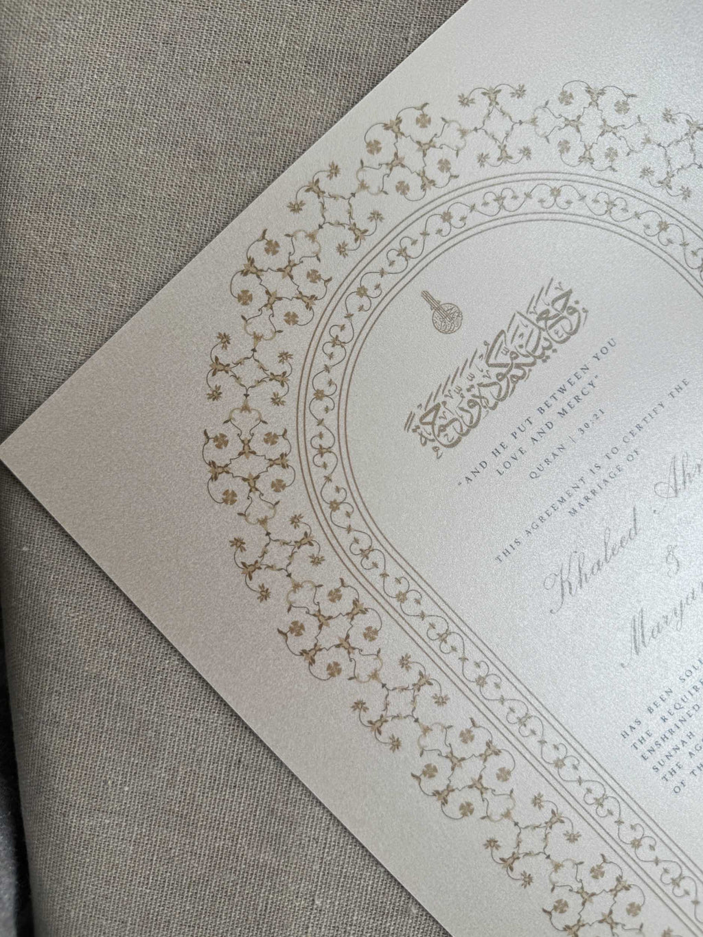 Nikah Certificate - Sun of Gold + Pen