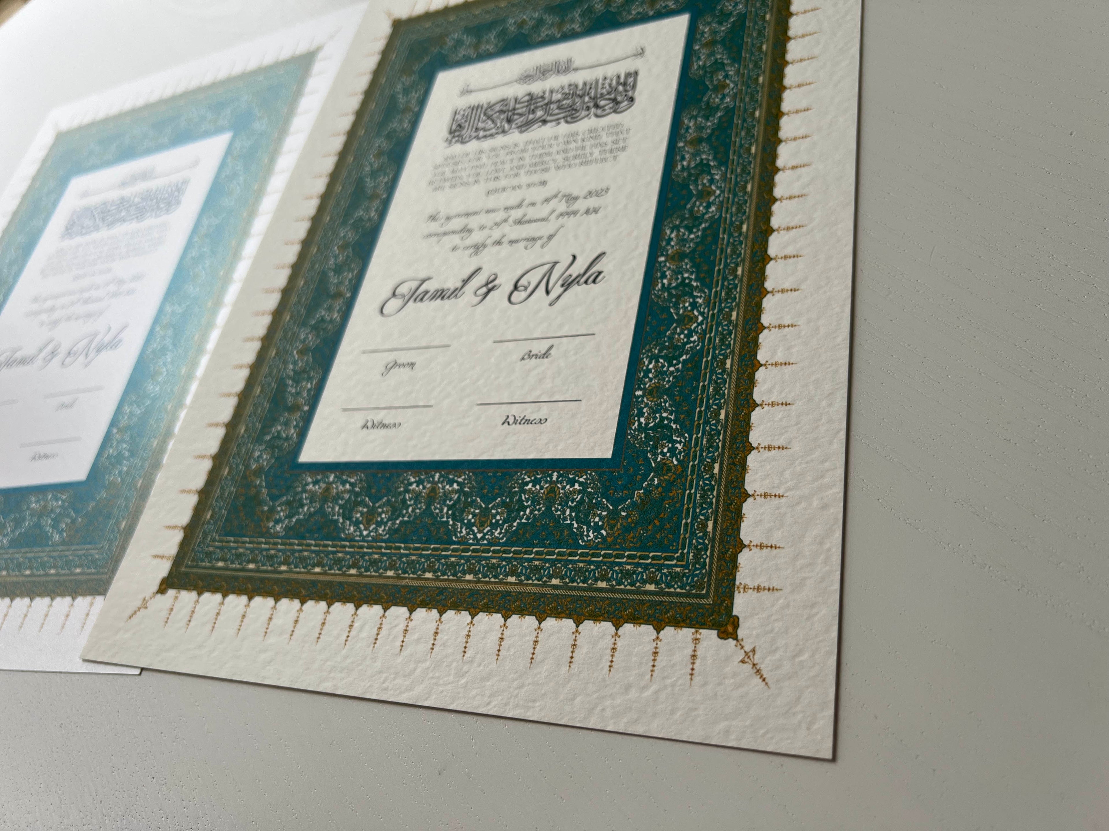 Nikah Certificate - Tale of Blue