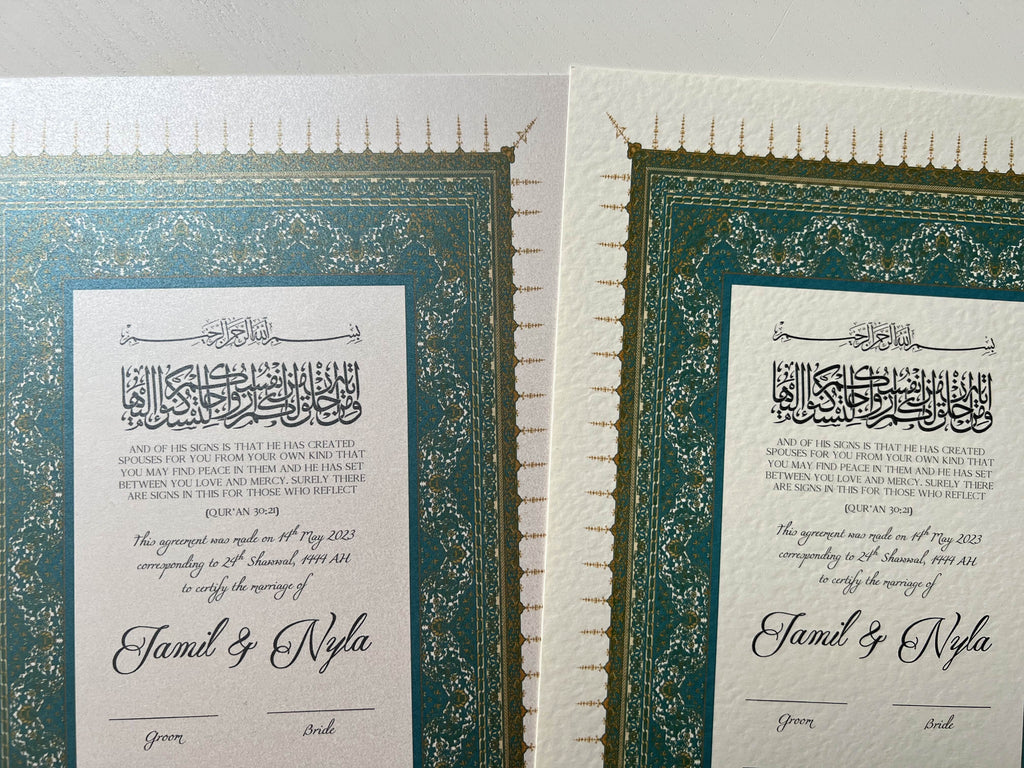 Nikah Certificate - Tale of Blue