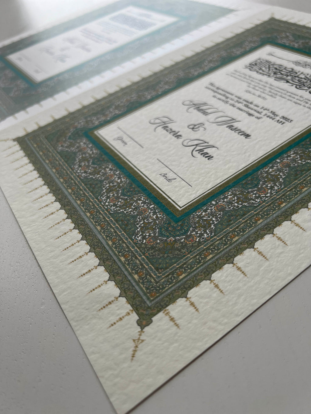 Nikah Certificate - Breeze of Green