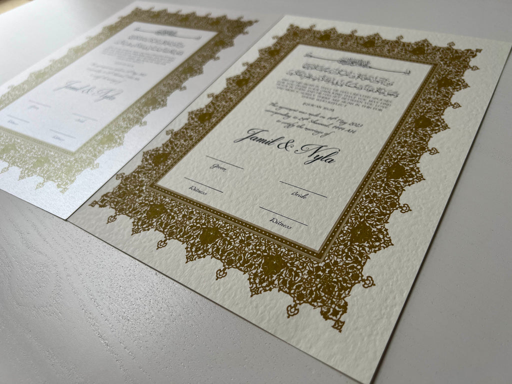 Nikah Certificate - Dawn of Gold + Pen