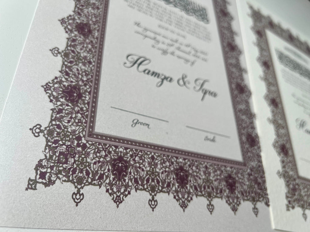 Nikah Certificate - Shine of the Rose