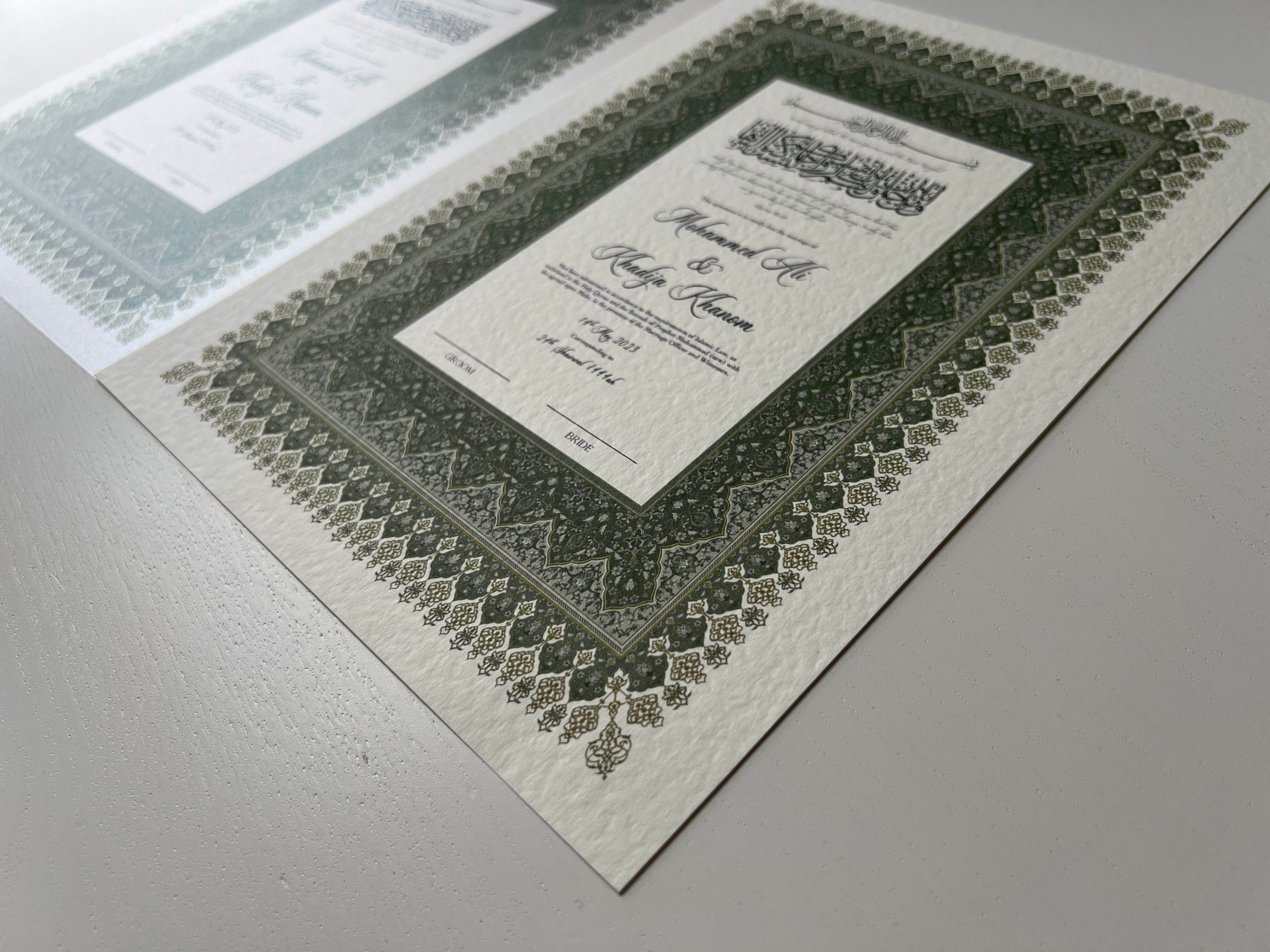 Nikah Certificate - Shine of Nature