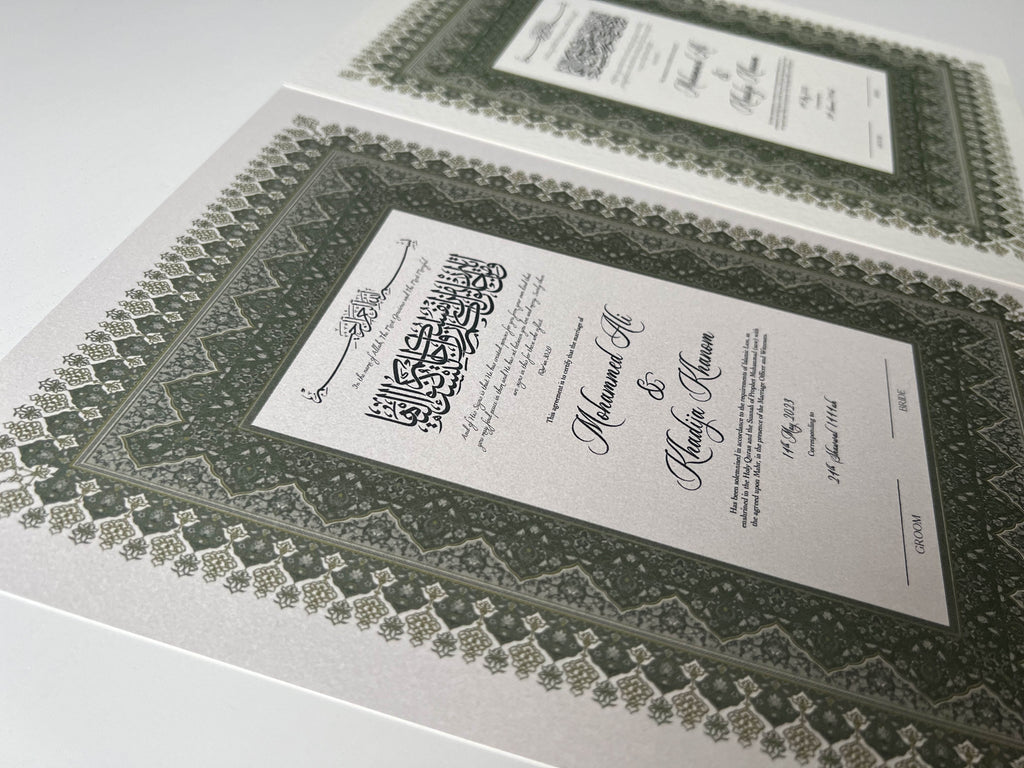 Nikah Certificate - Shine of Nature